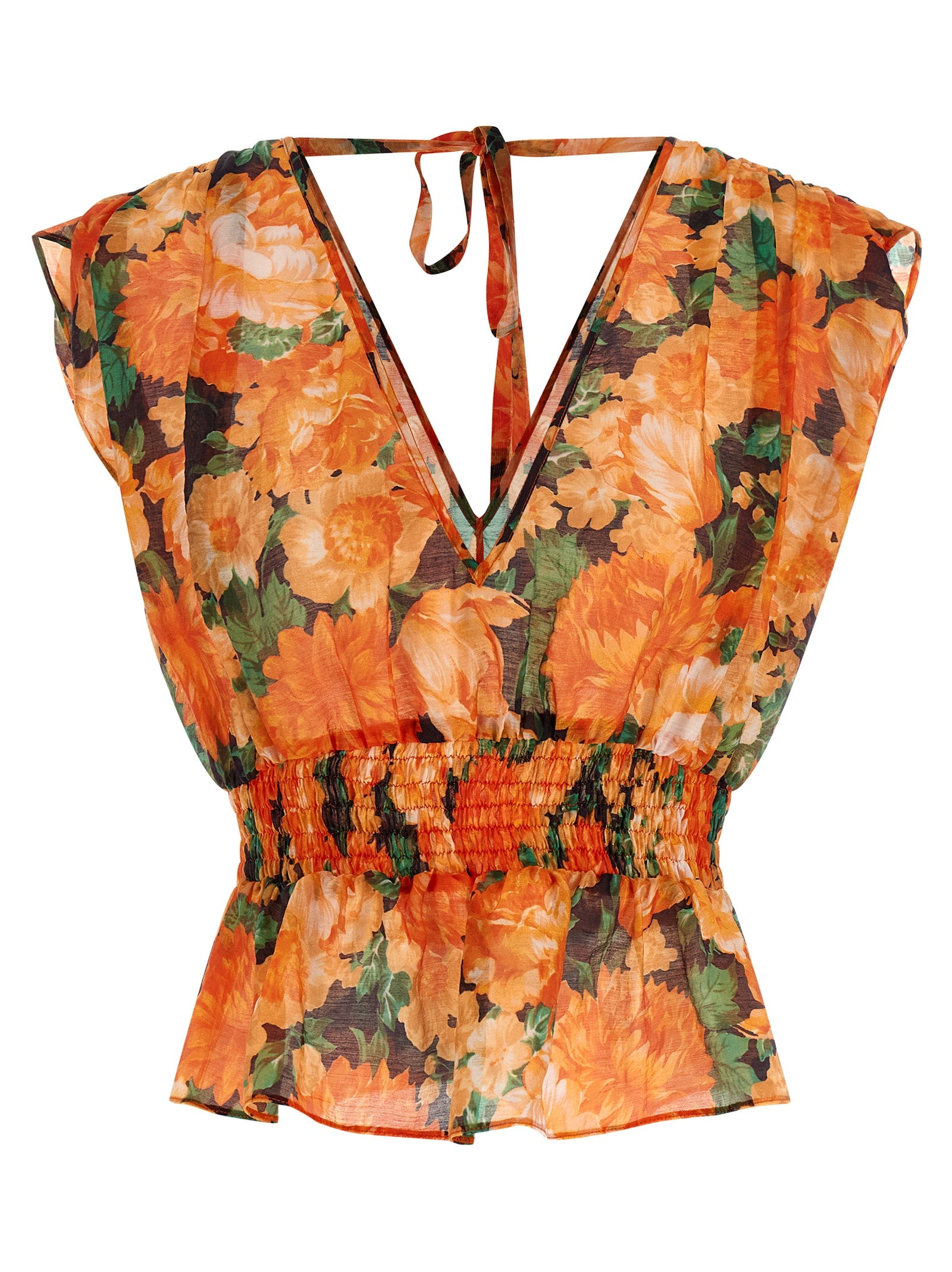 PINKO Orange Lyocell Pattern Women's Shirt