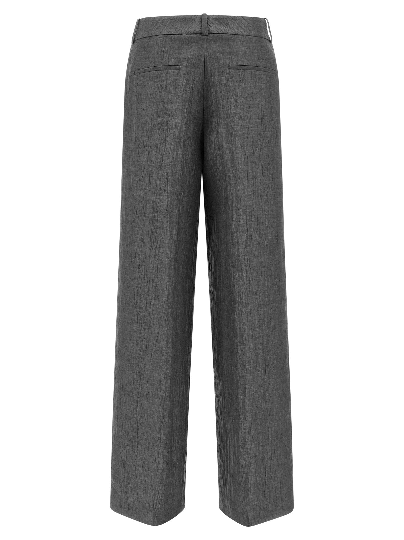 Peserico Gray Linen Casual Women's Pants