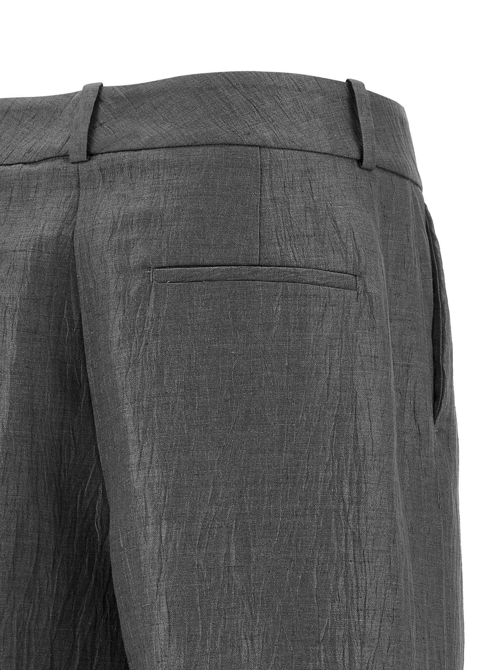 Peserico Gray Linen Casual Women's Pants