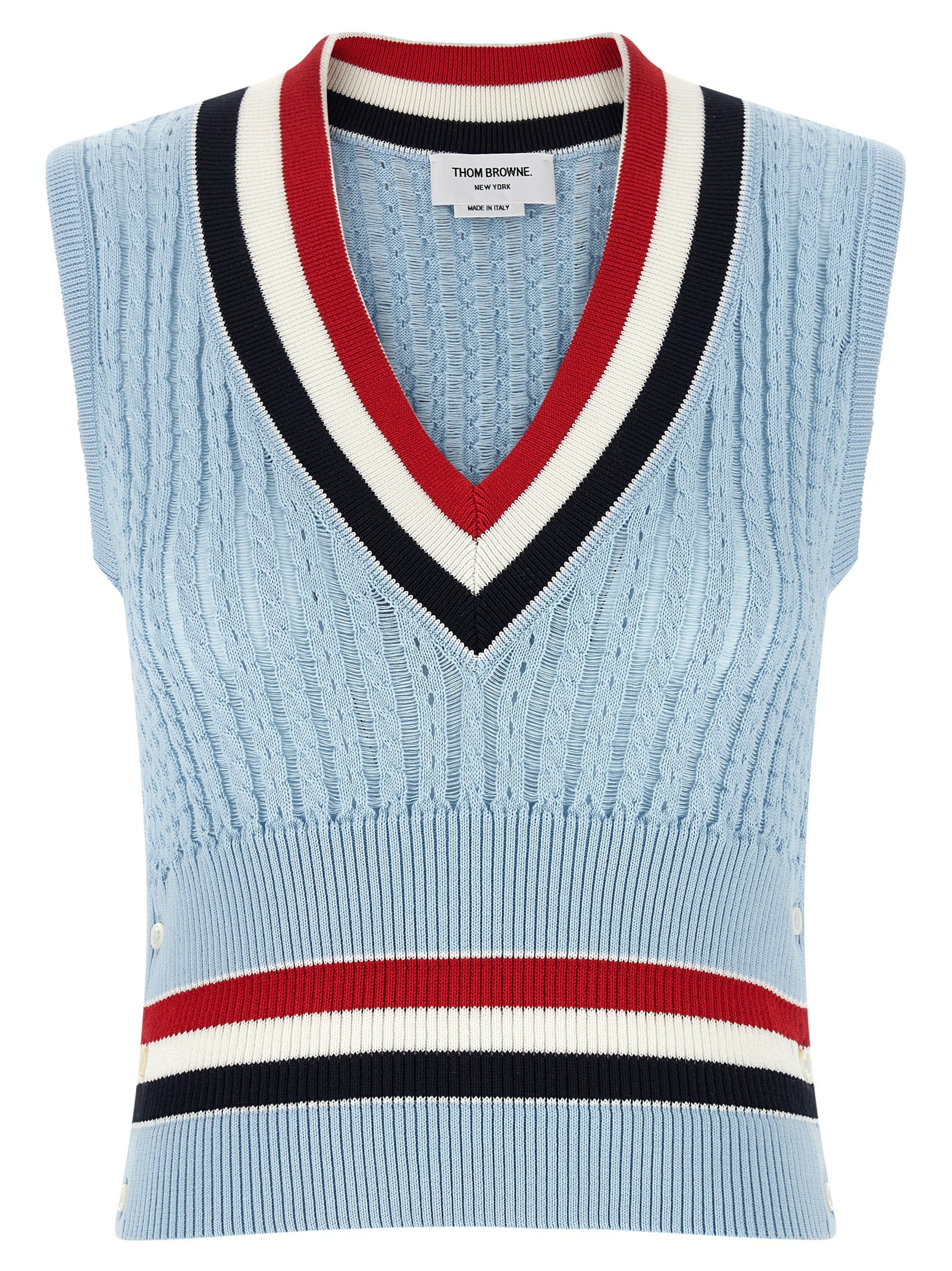 Thom Browne Blue Cotton Sleeveless Women's Jacket