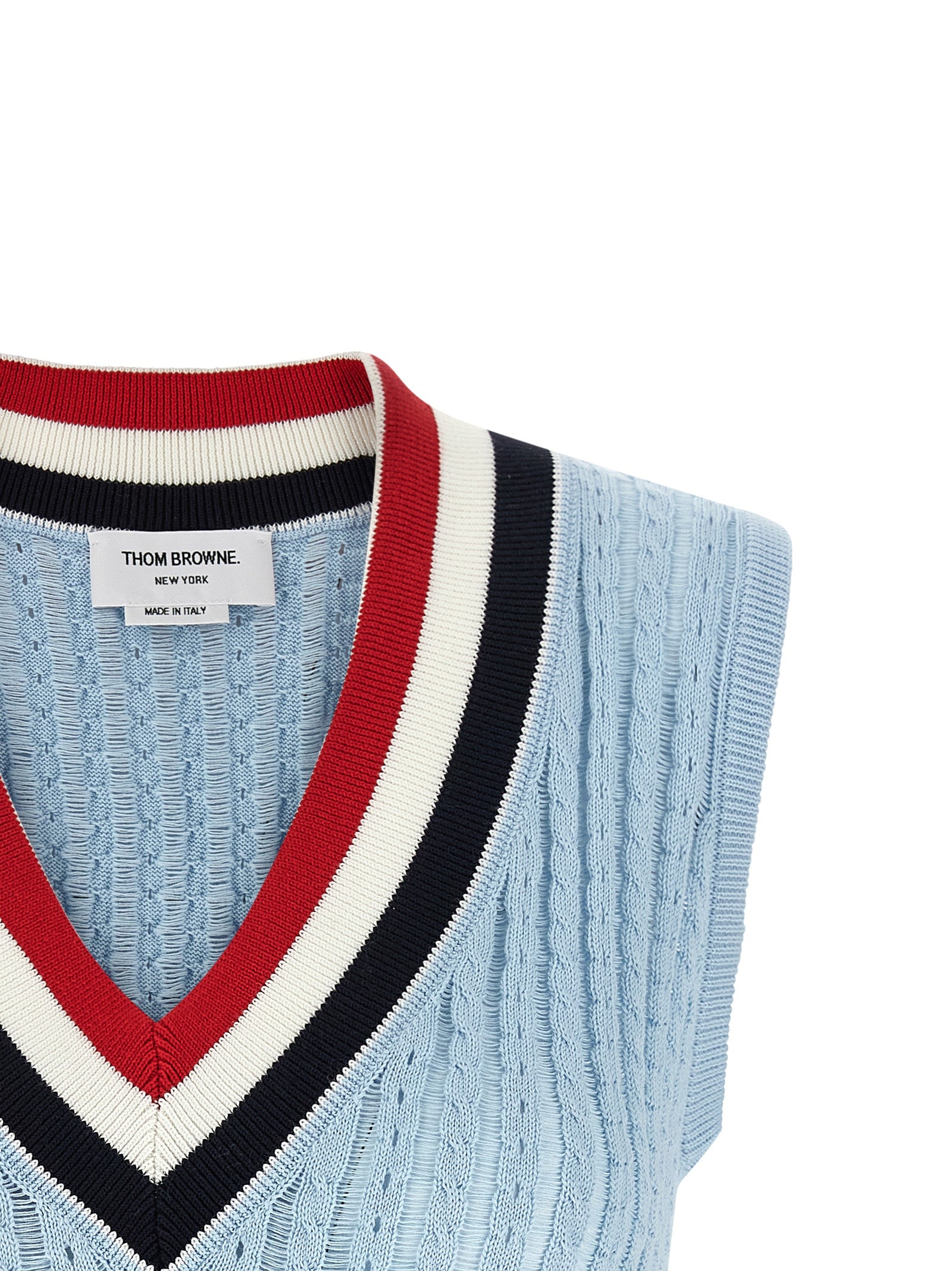 Thom Browne Blue Cotton Sleeveless Women's Jacket
