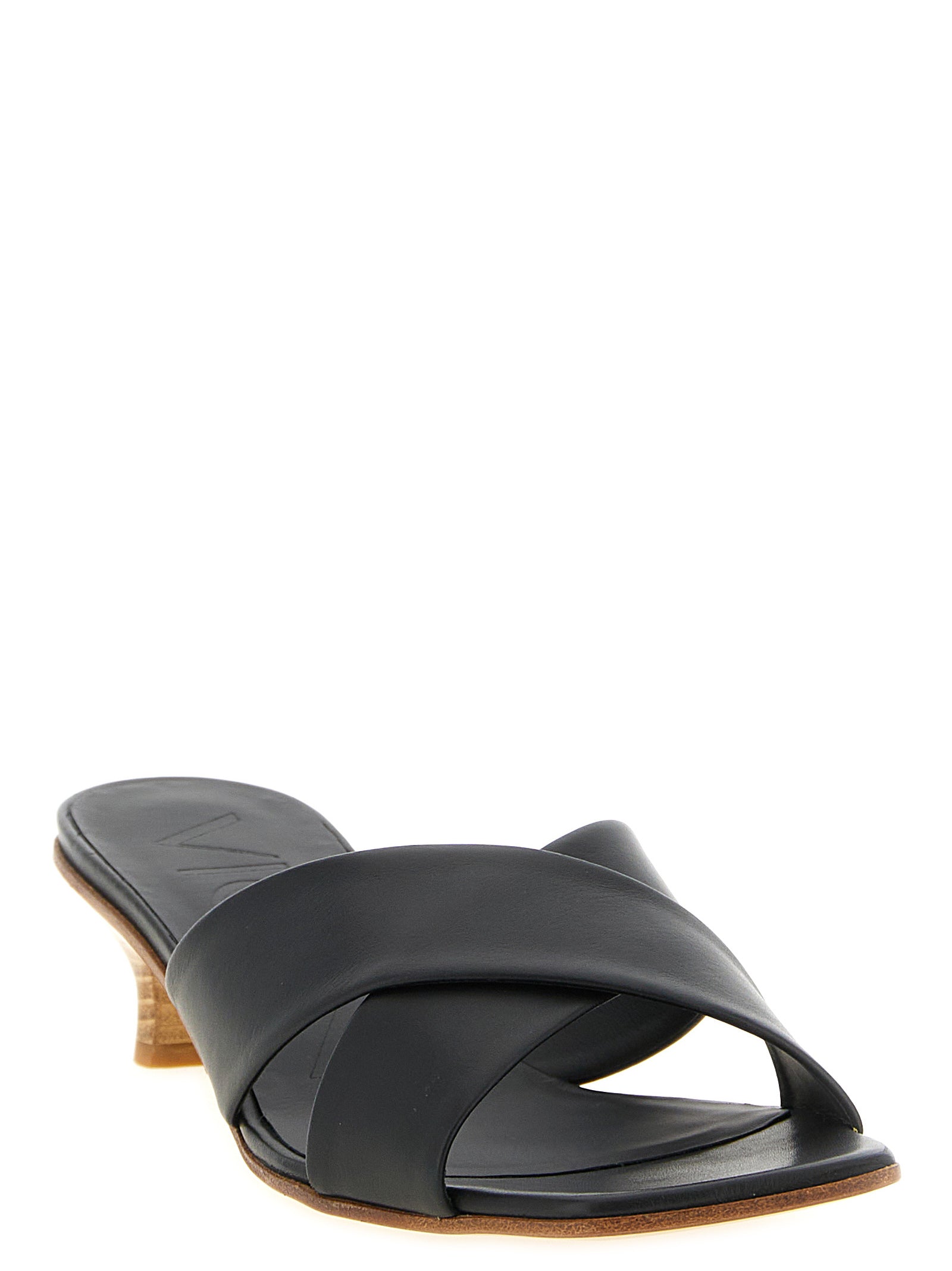 VICINI Black Calfskin Mid Heel Women's Pumps