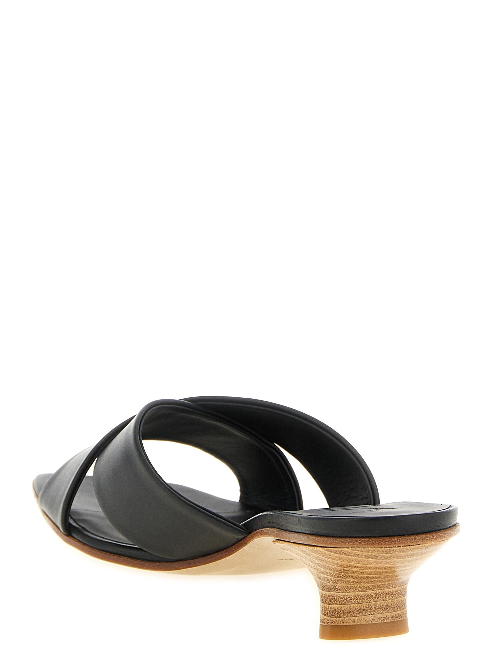 VICINI Black Calfskin Mid Heel Women's Pumps
