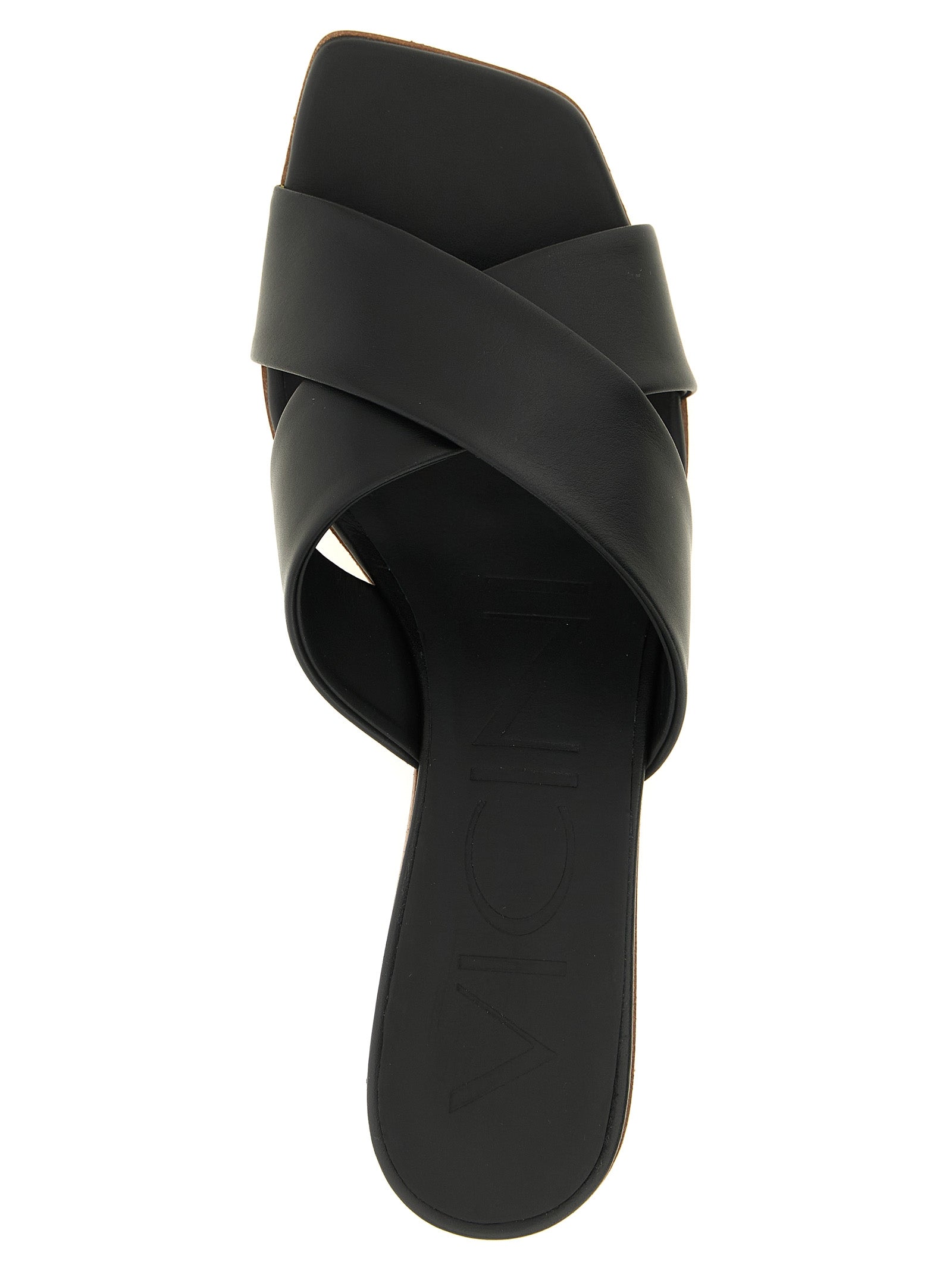 VICINI Black Calfskin Mid Heel Women's Pumps