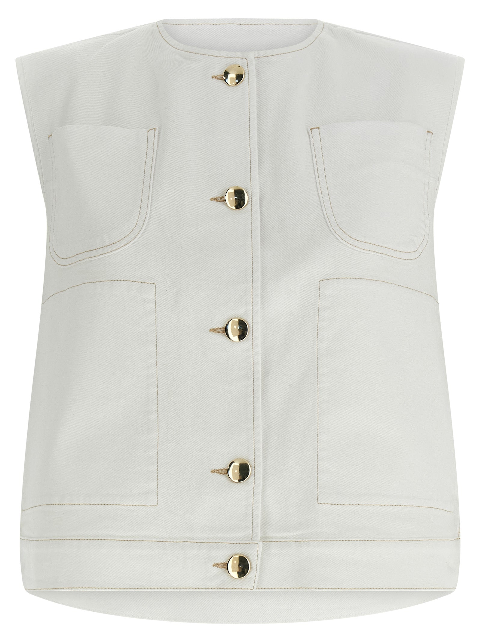 Fabiana Filippi White Cotton Sleeveless Women's Jacket