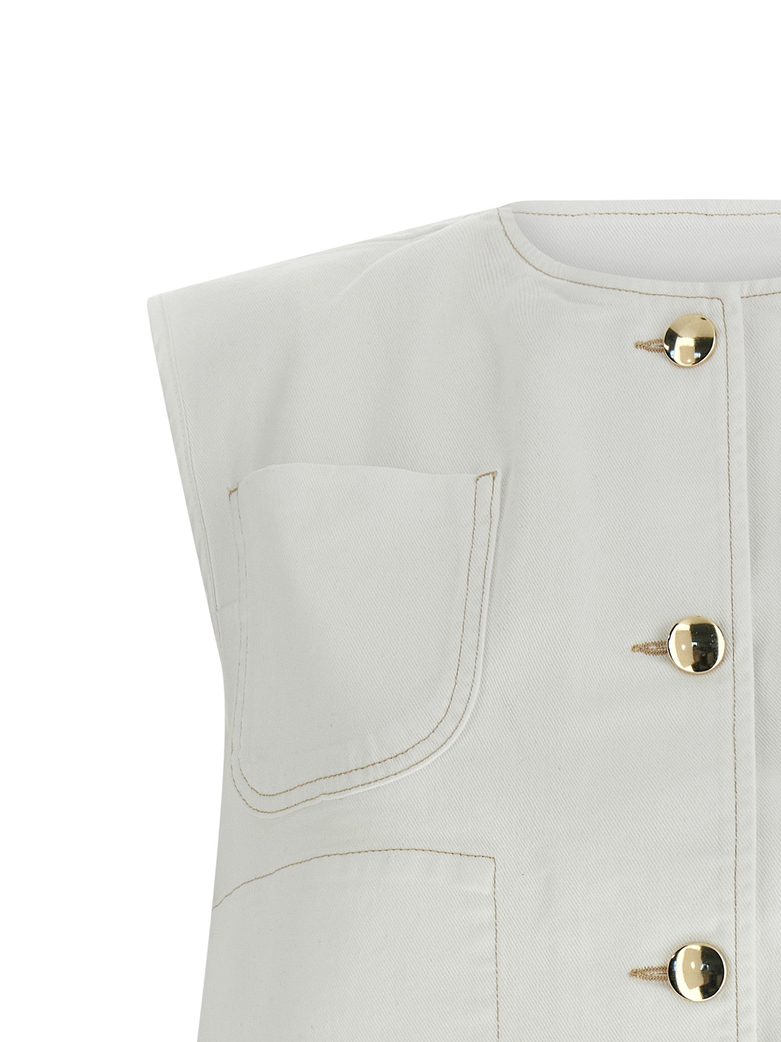 Fabiana Filippi White Cotton Sleeveless Women's Jacket