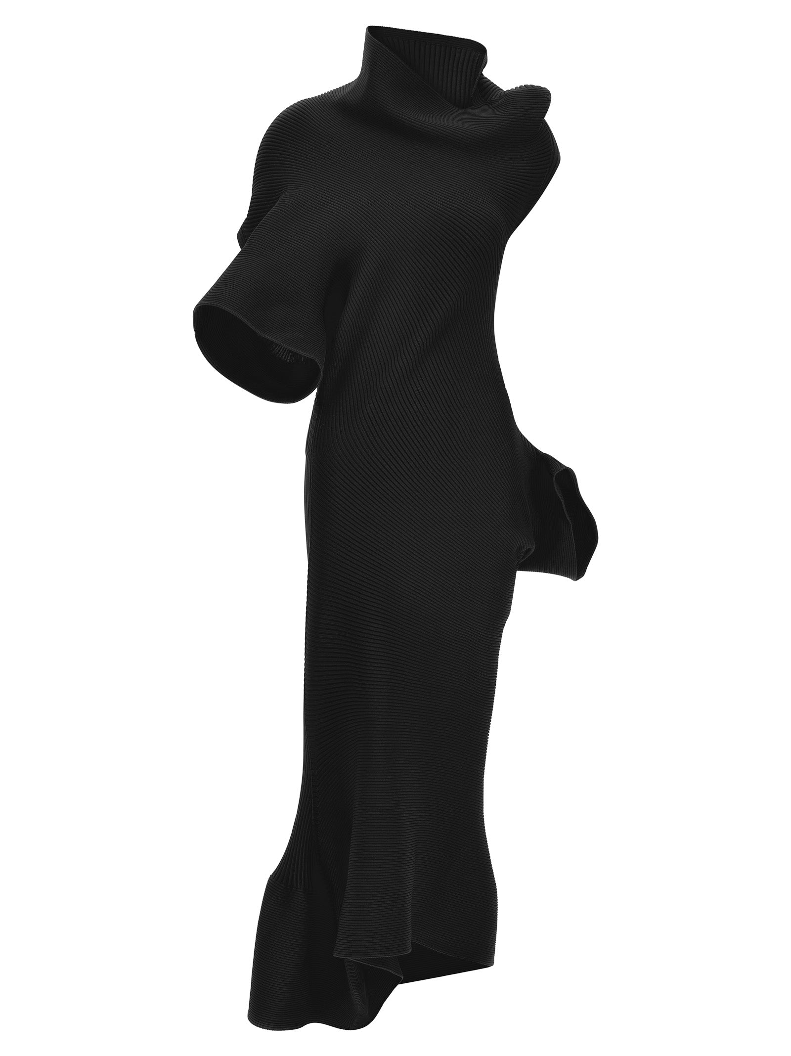 Issey Miyake Black Polyester Midi Women's Dress