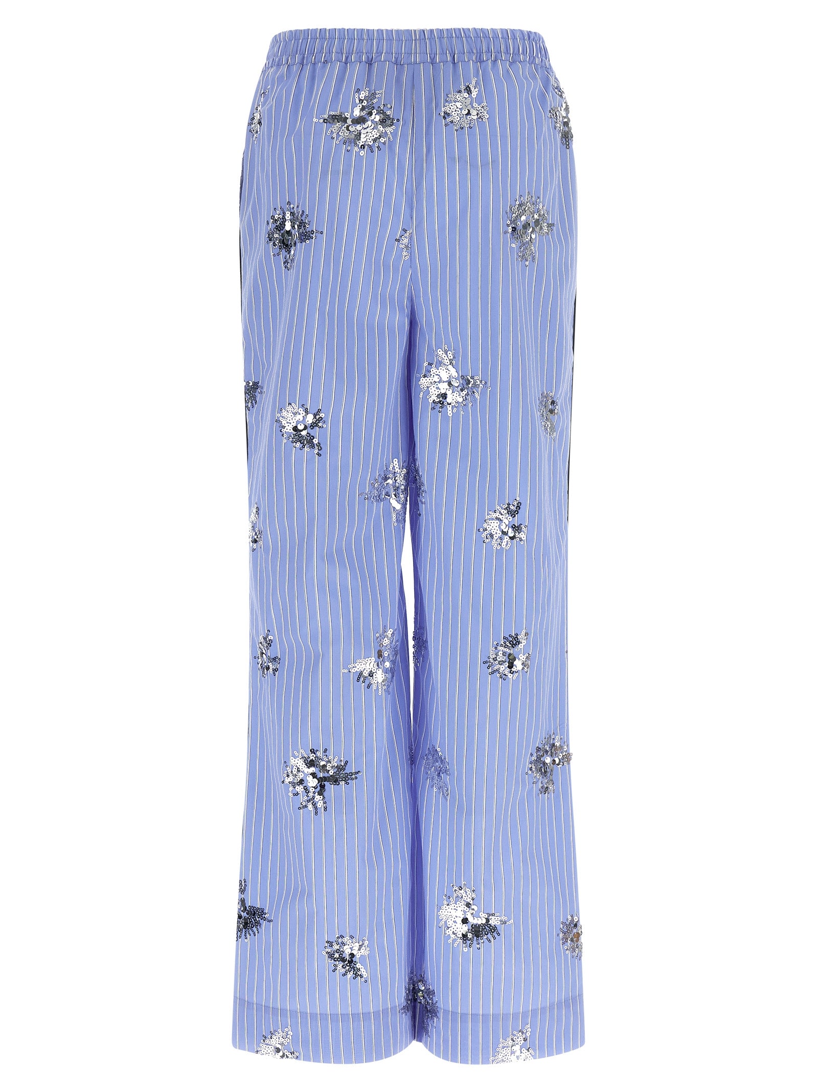 LE TWINS Blue Cotton Casual Women's Pants
