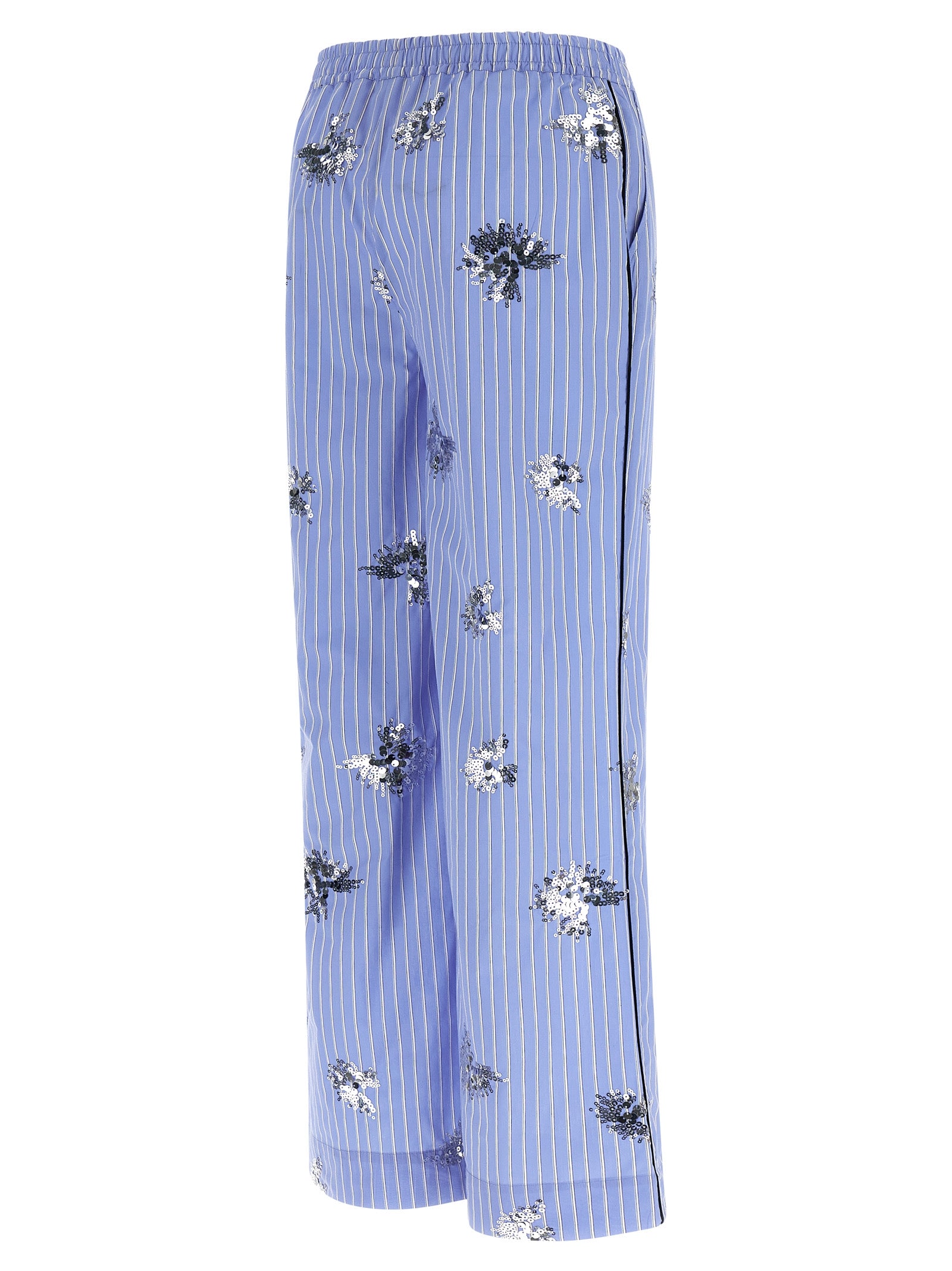 LE TWINS Blue Cotton Casual Women's Pants