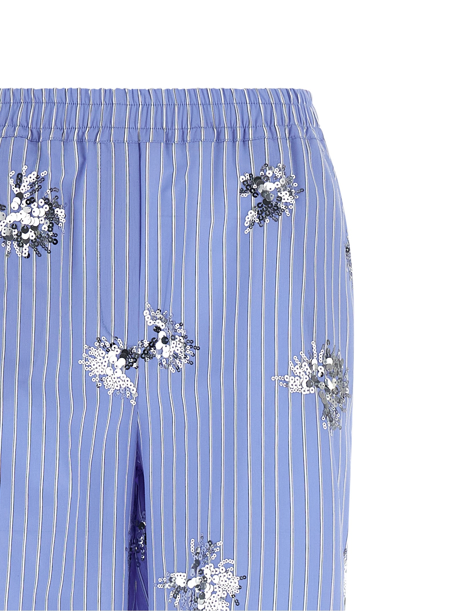 LE TWINS Blue Cotton Casual Women's Pants