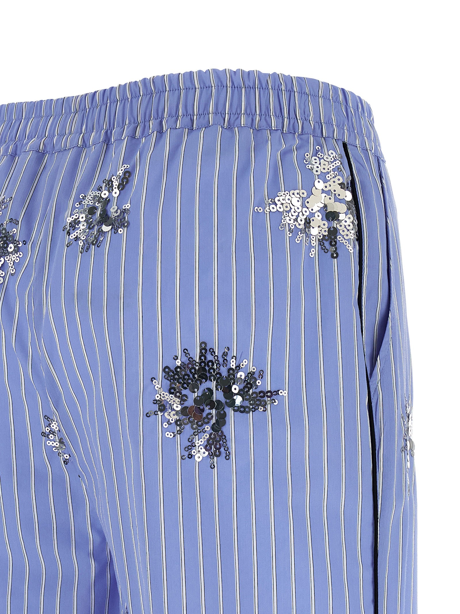 LE TWINS Blue Cotton Casual Women's Pants