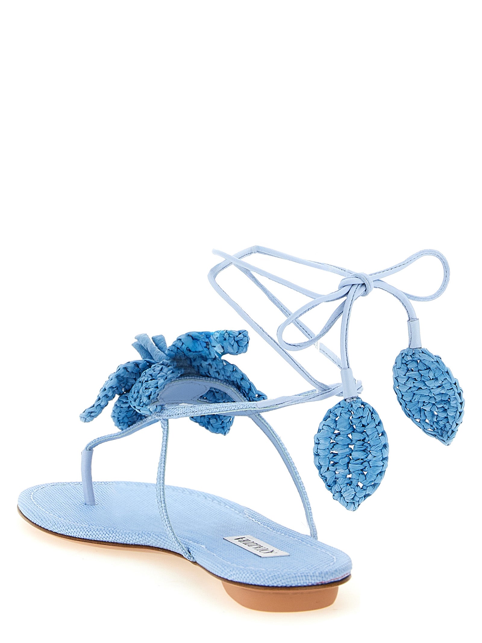 Aquazzura Blue Viscose Flat Women's Sandals