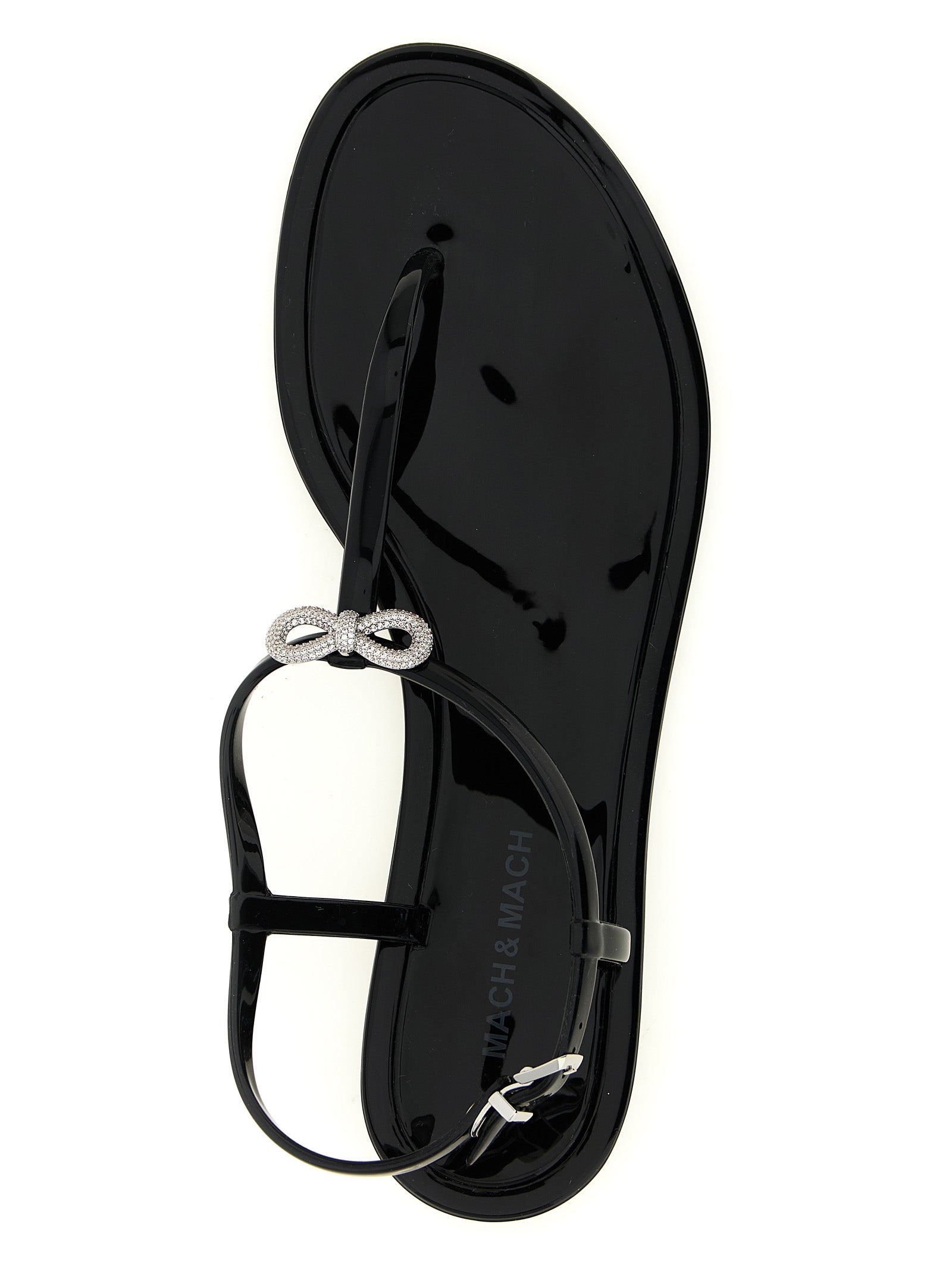 MACH & MACH Black Pvc Flat Women's Sandals