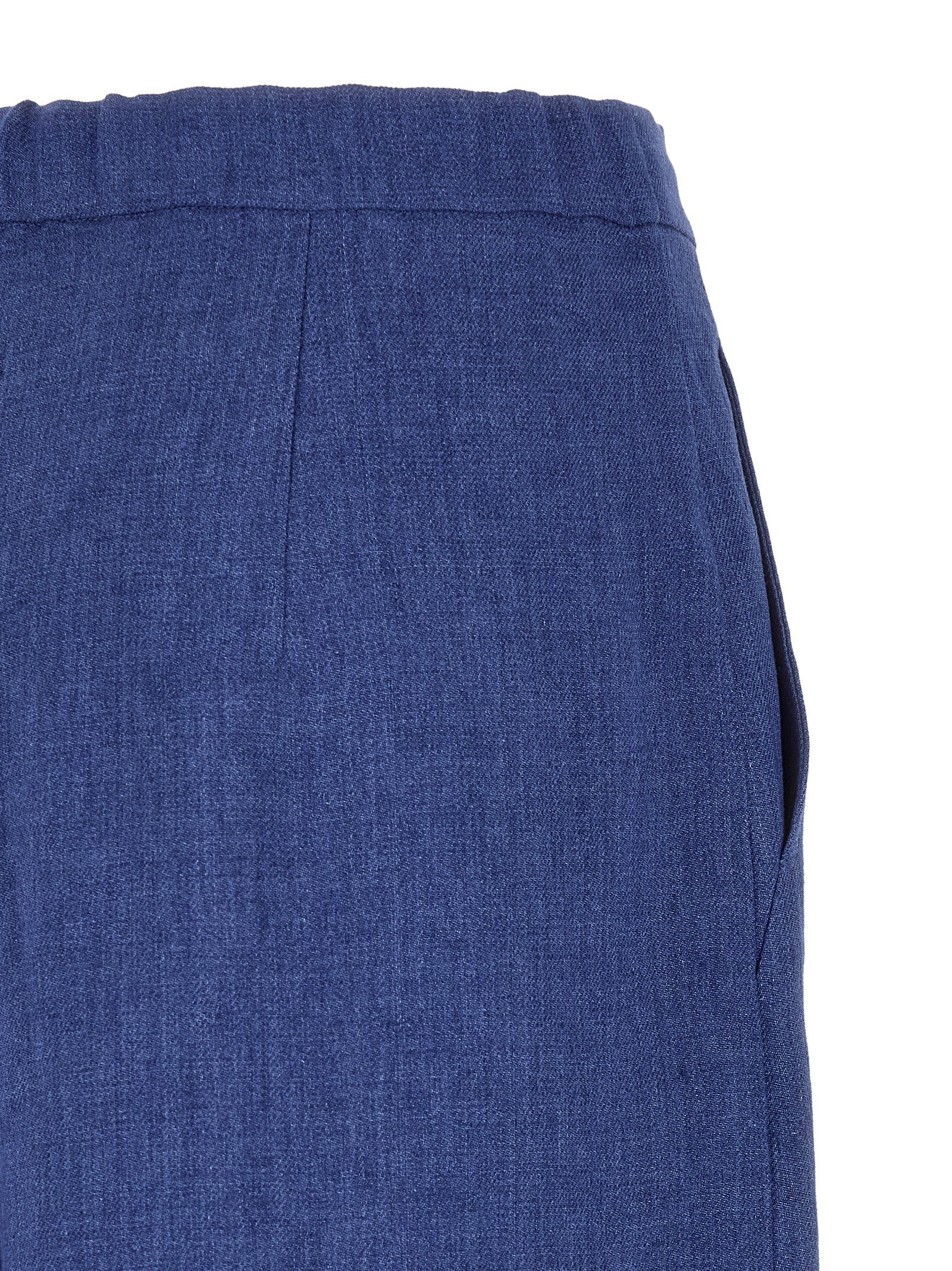 Max Mara Blue Linen Casual Women's Pants