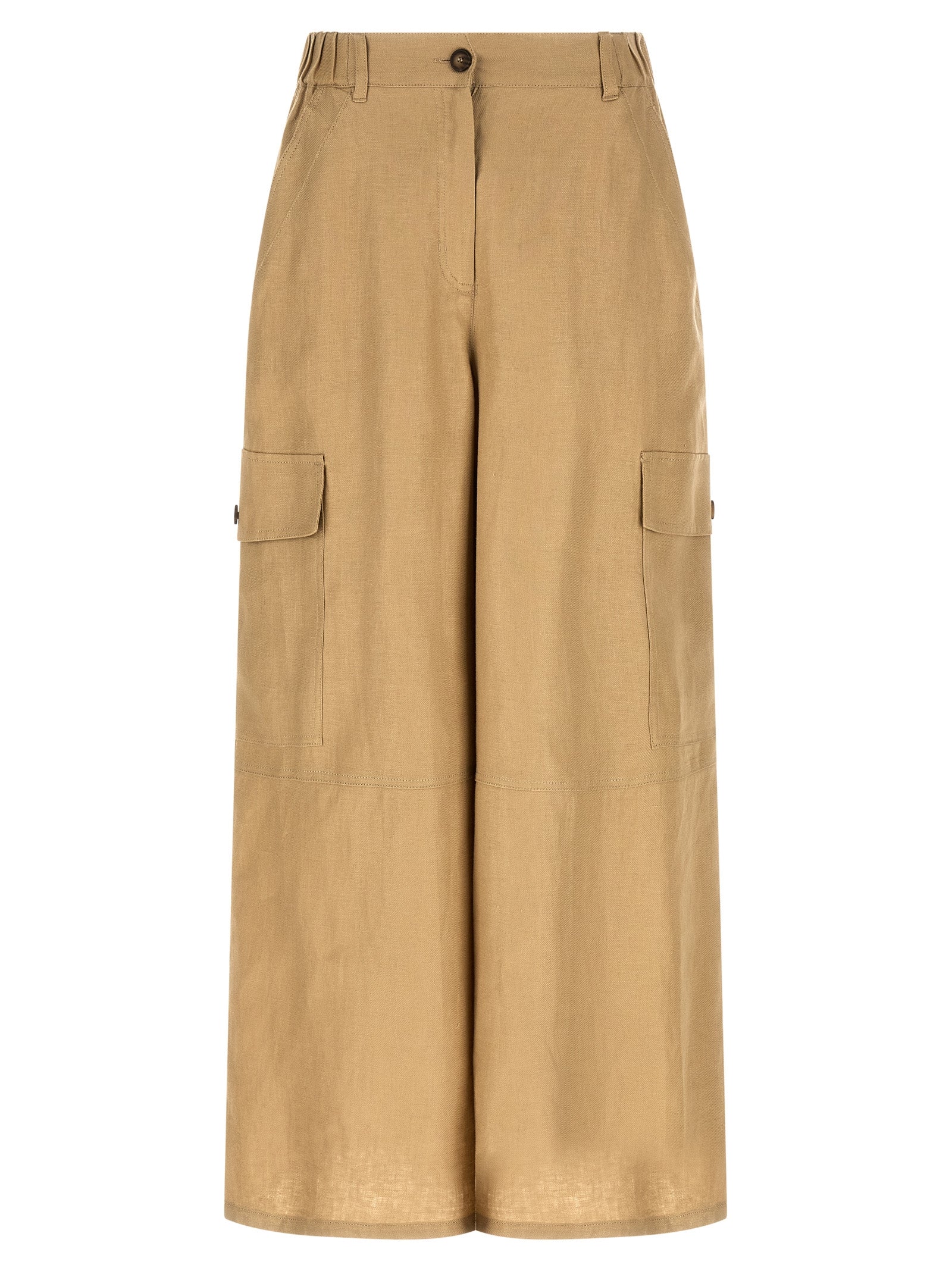 Max Mara Beige Linen Cargo Women's Pants