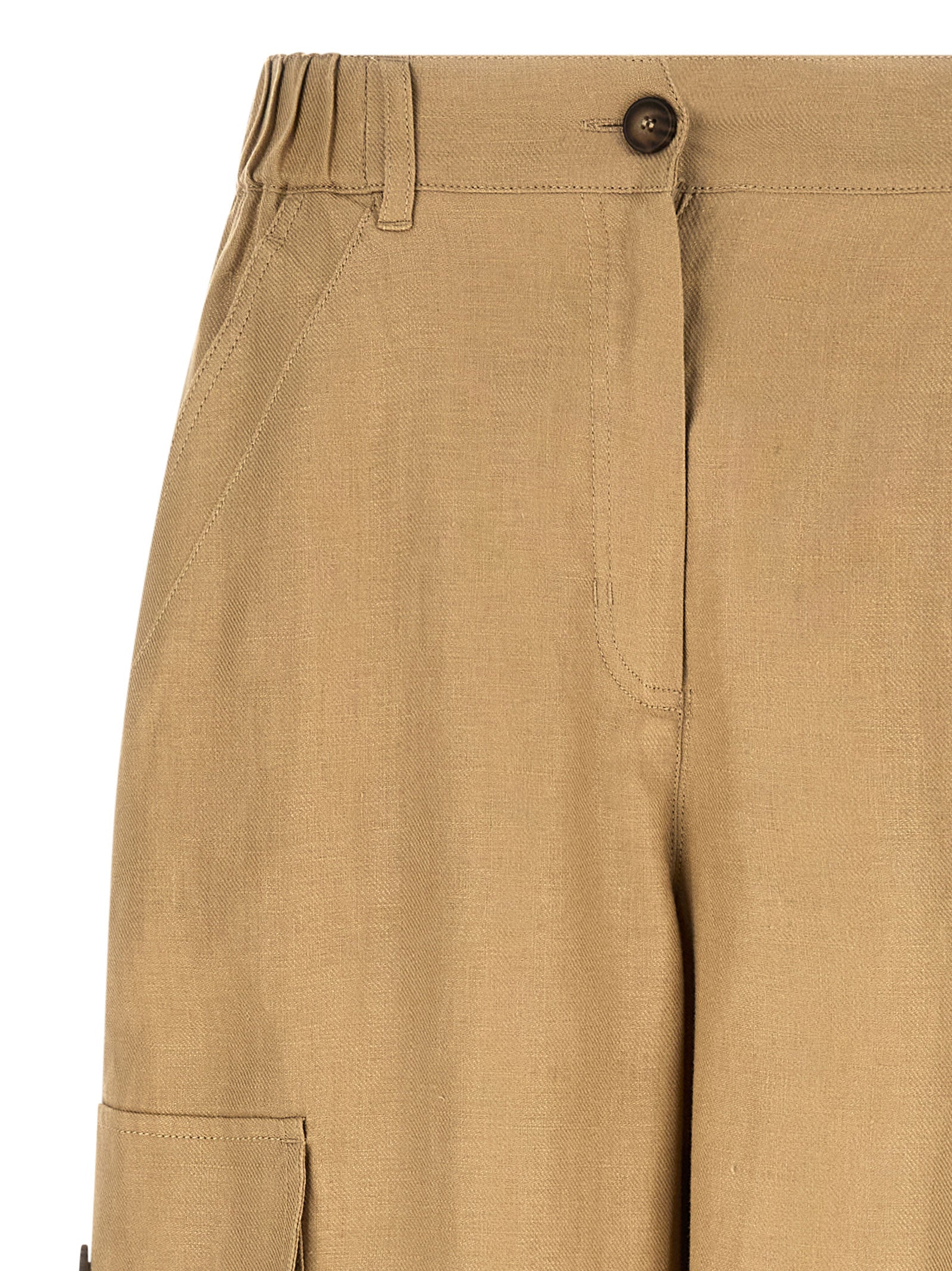 Max Mara Beige Linen Cargo Women's Pants