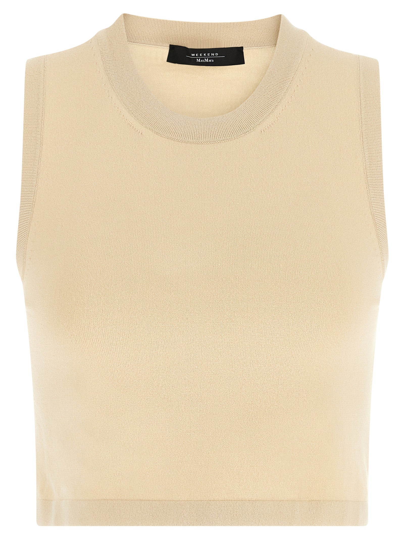 Max Mara Beige Viscose Sleeveles Women's T-Shirt