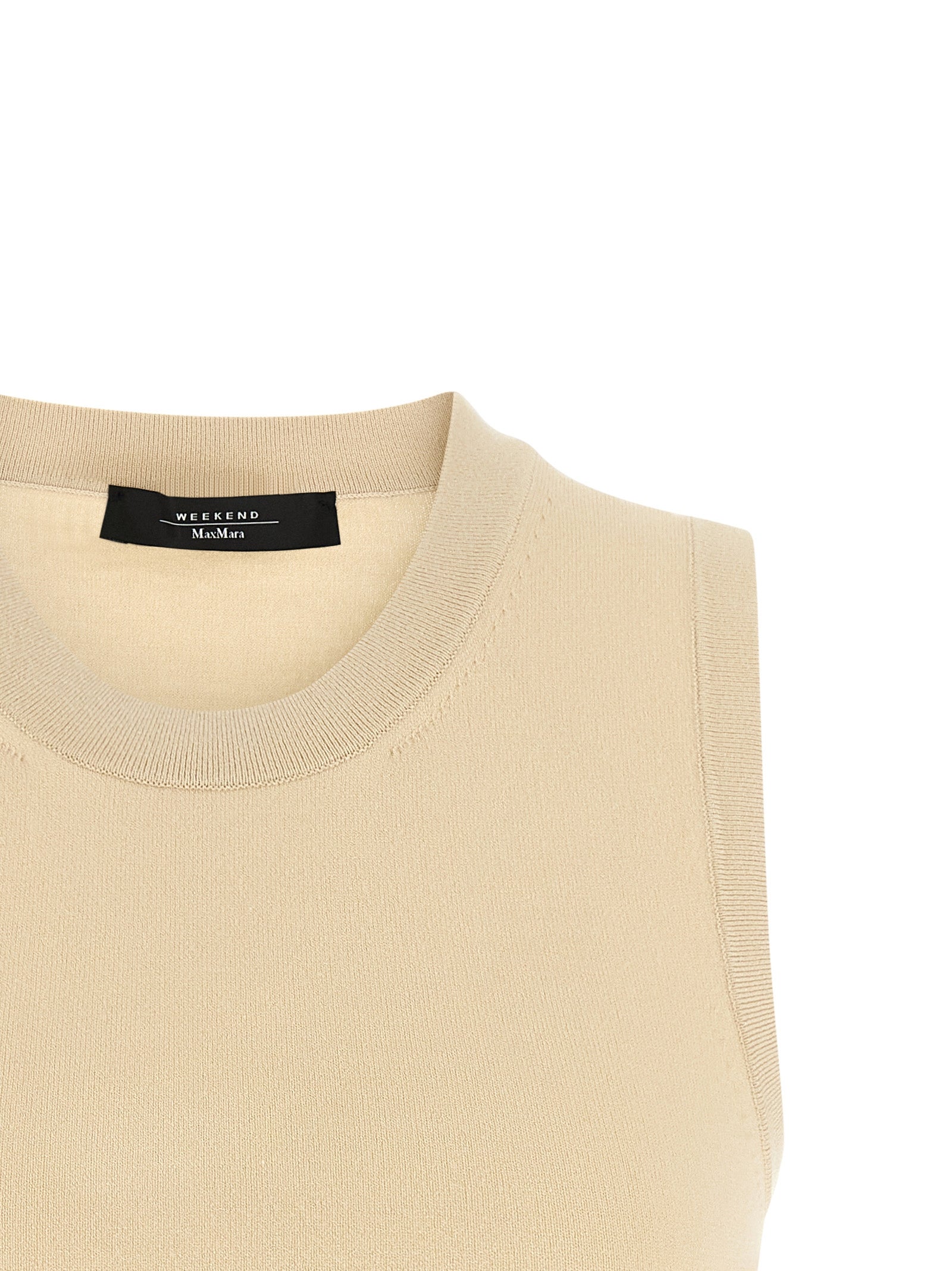 Max Mara Beige Viscose Sleeveles Women's T-Shirt
