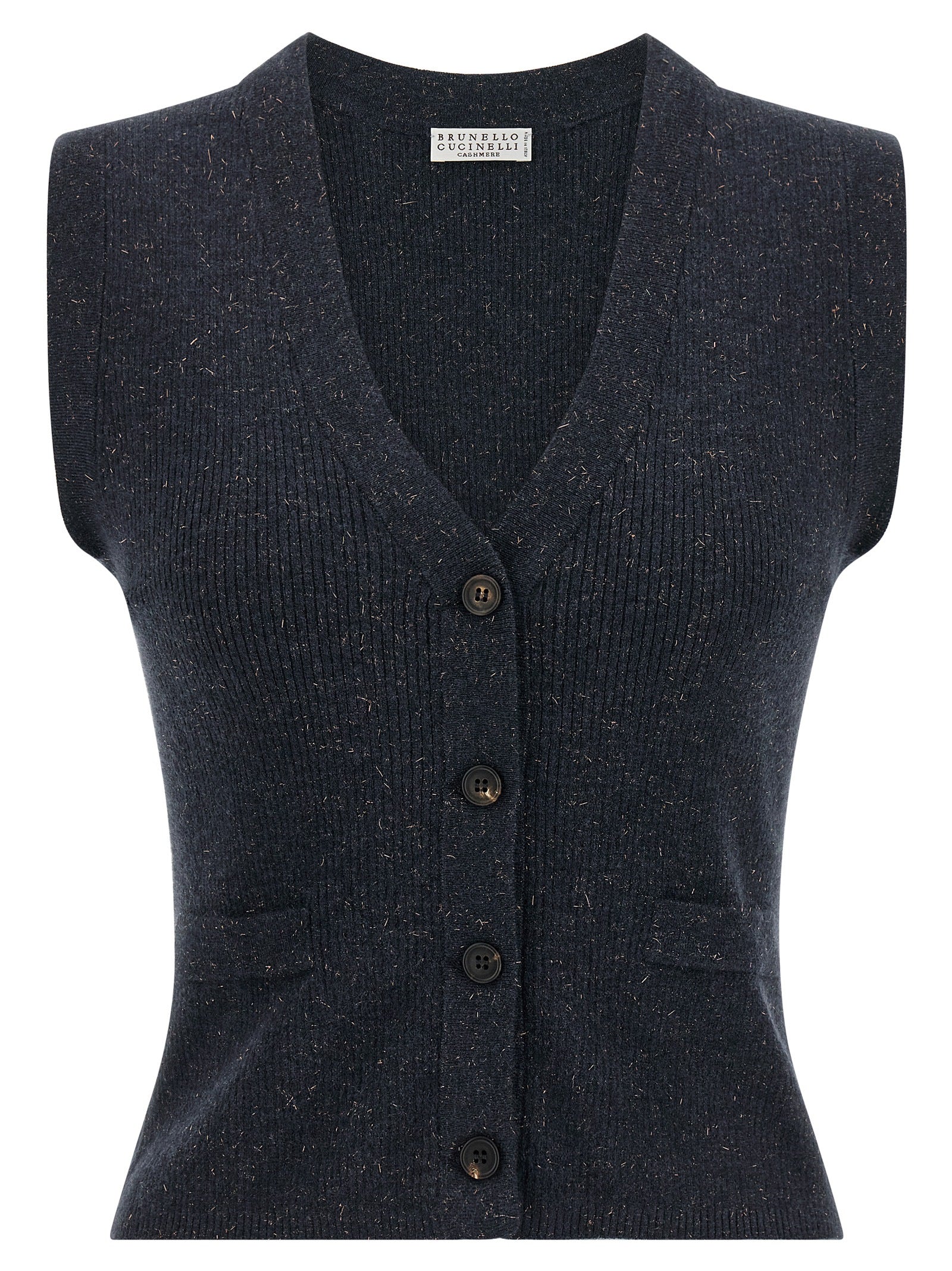 Brunello Cucinelli Blue Cashmere Sleeveless Women's Jacket