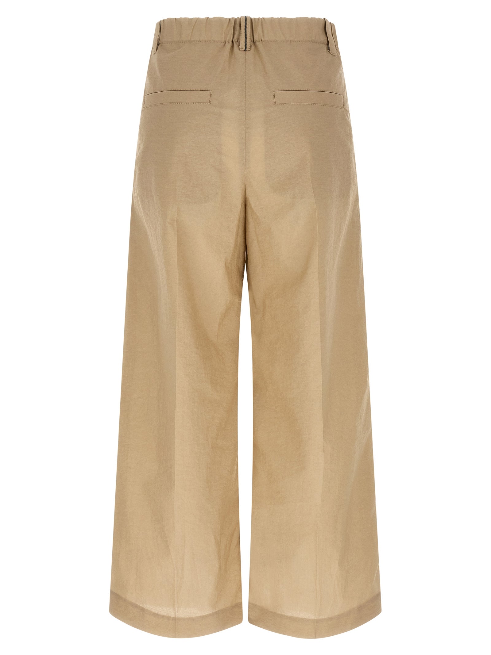Brunello Cucinelli Beige Cotton Casual Women's Pants