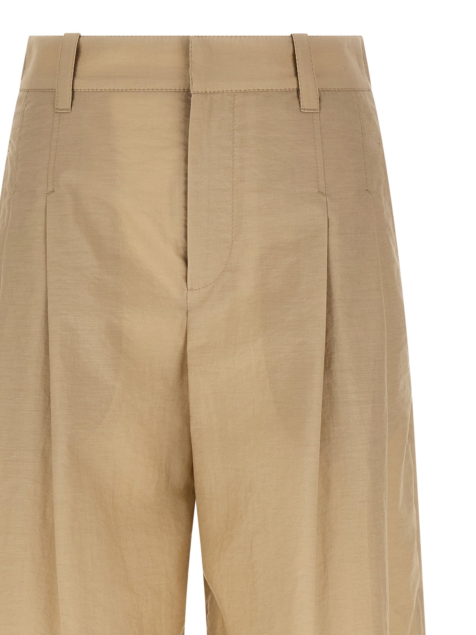 Brunello Cucinelli Beige Cotton Casual Women's Pants