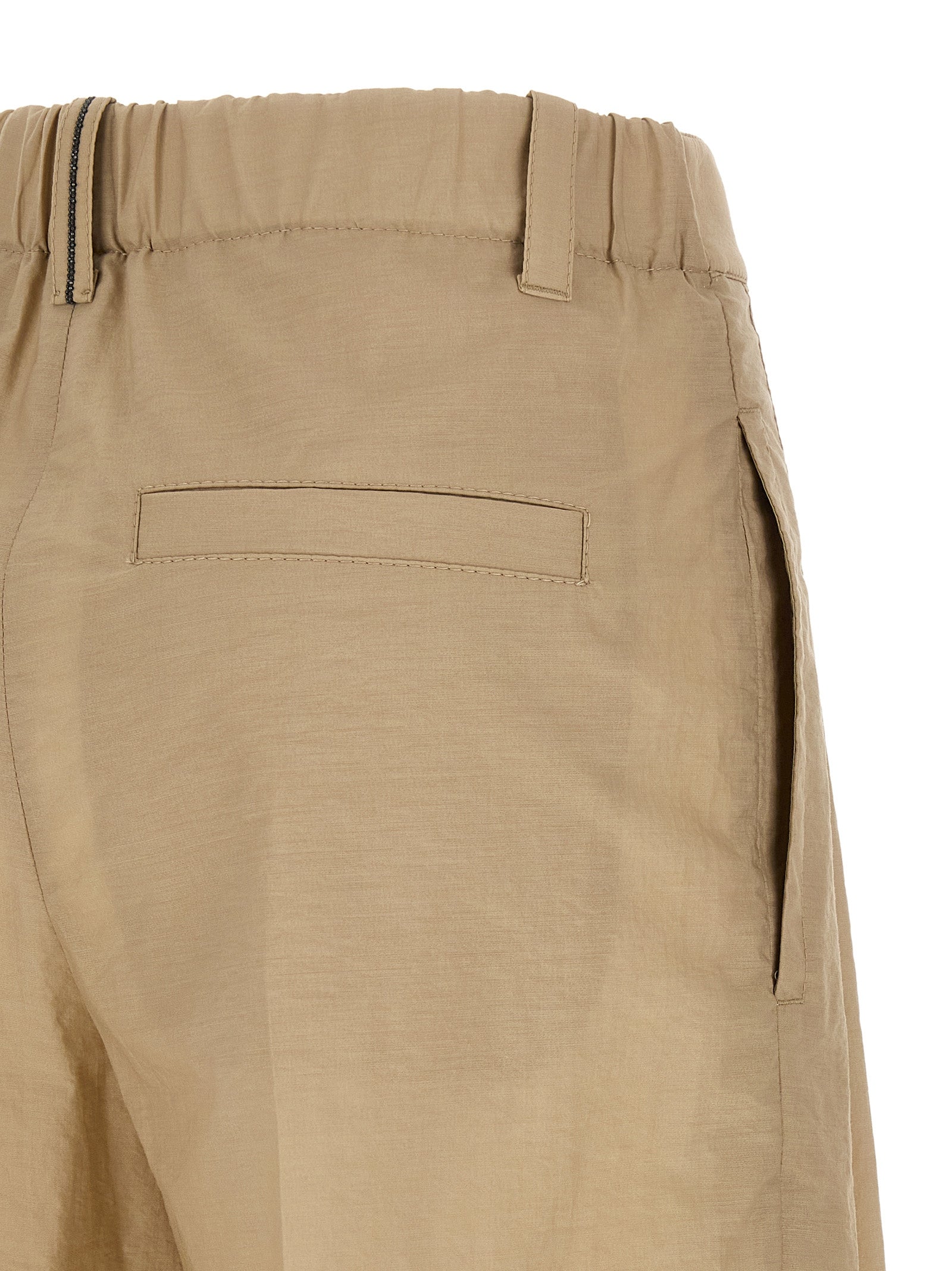 Brunello Cucinelli Beige Cotton Casual Women's Pants