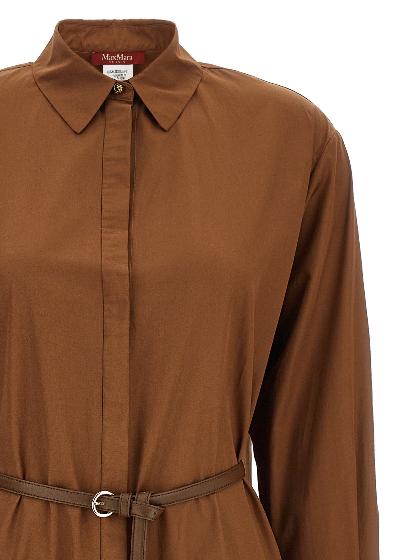 Max Mara Brown Cotton Long Women's Dress