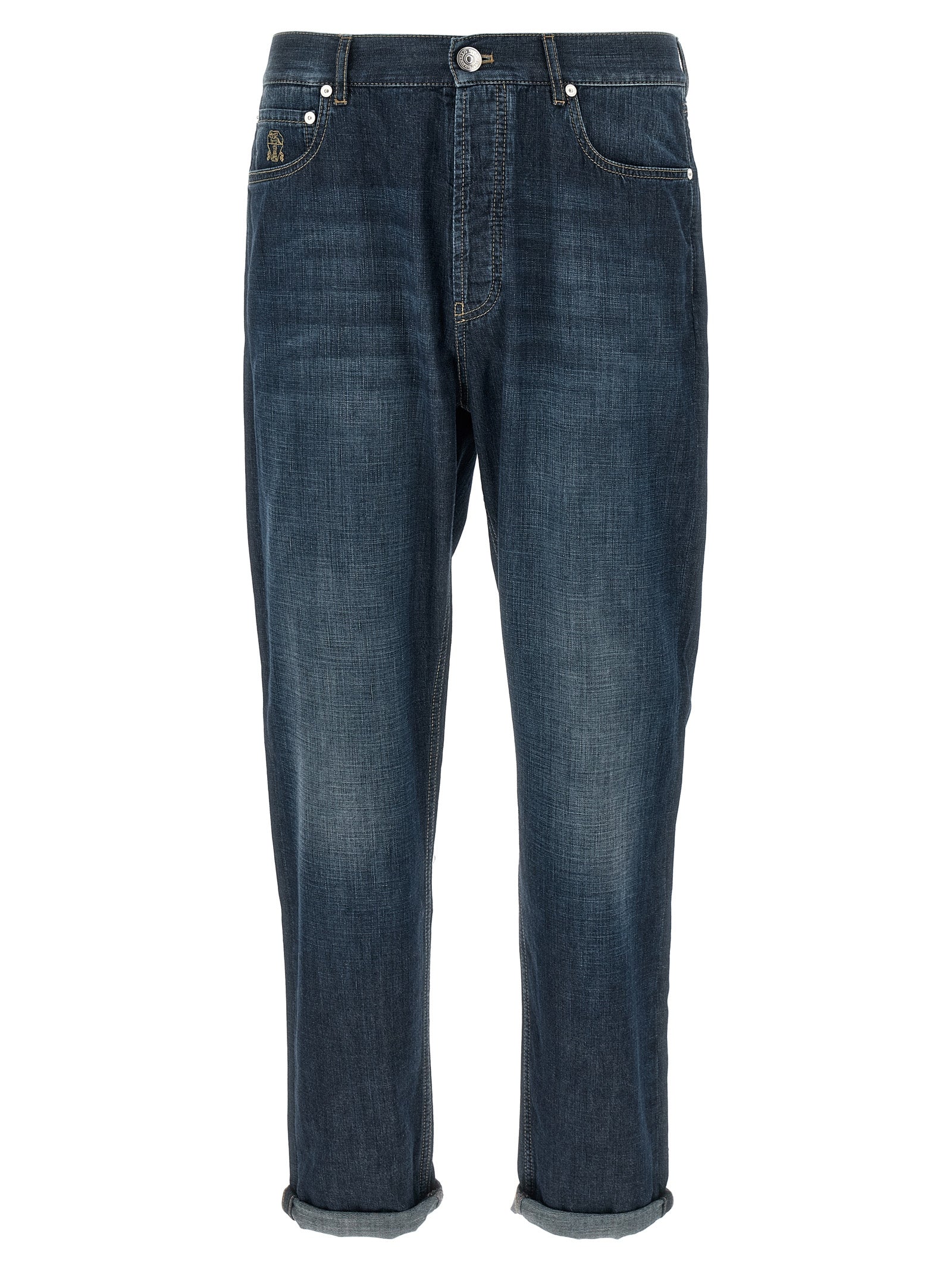 Brunello Cucinelli Blue Cotton Straight-Leg Men's Jeans