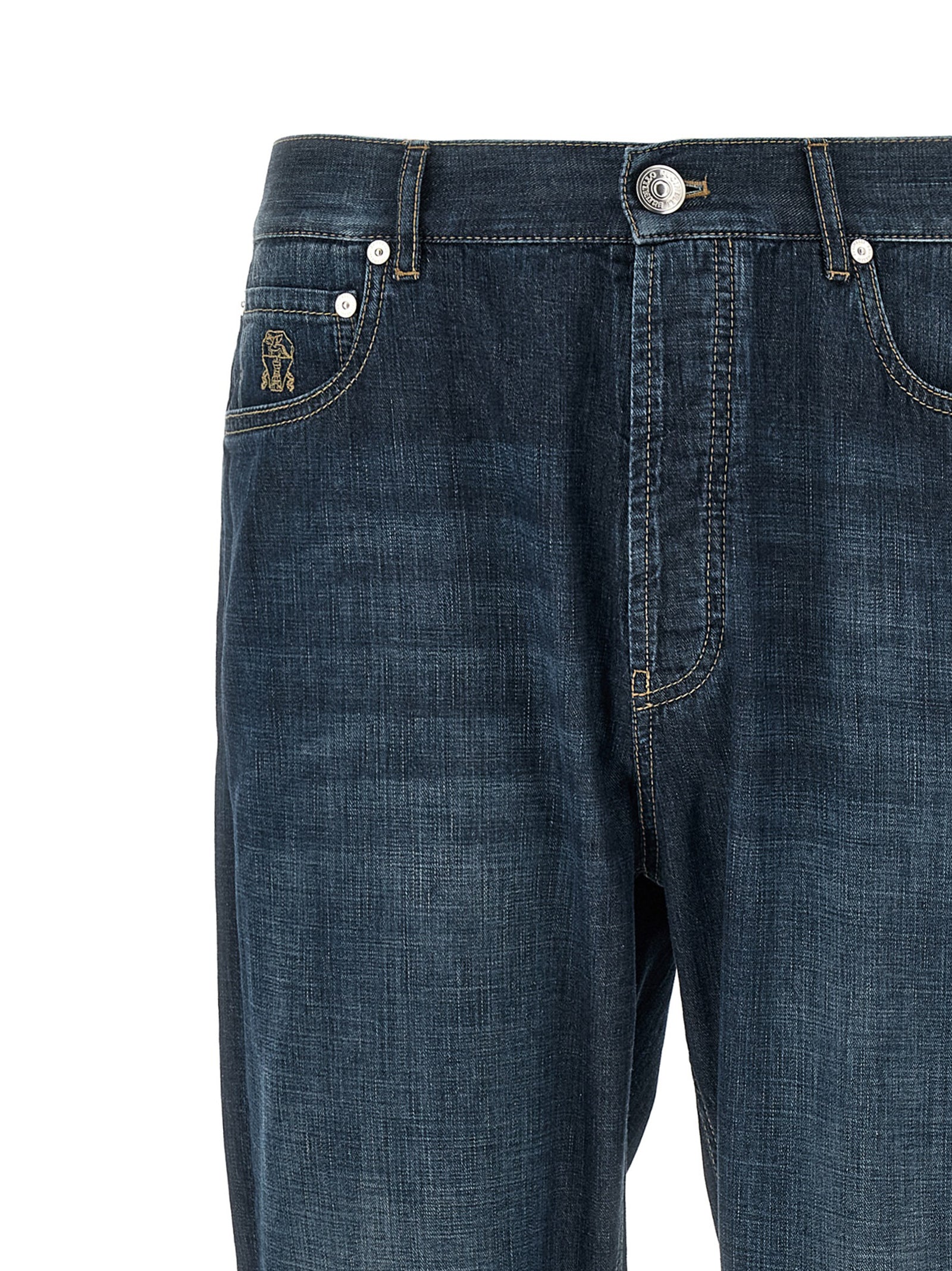 Brunello Cucinelli Blue Cotton Straight-Leg Men's Jeans