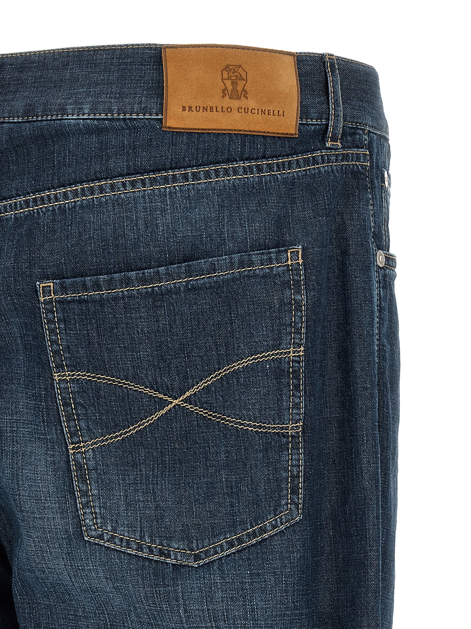 Brunello Cucinelli Blue Cotton Straight-Leg Men's Jeans