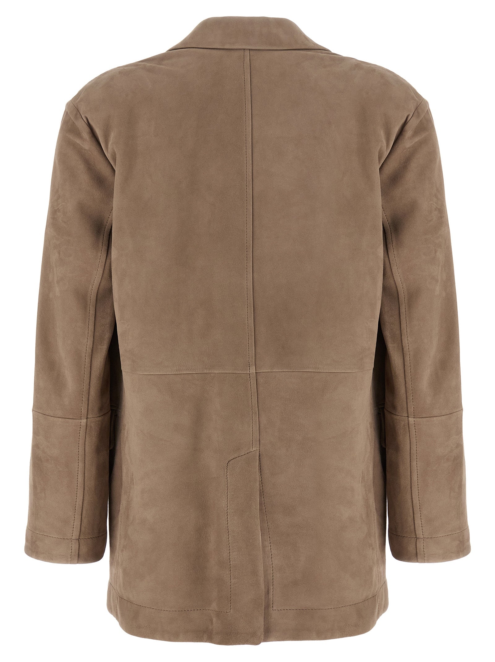 Brunello Cucinelli Beige Lamb Leather Women's Blazer