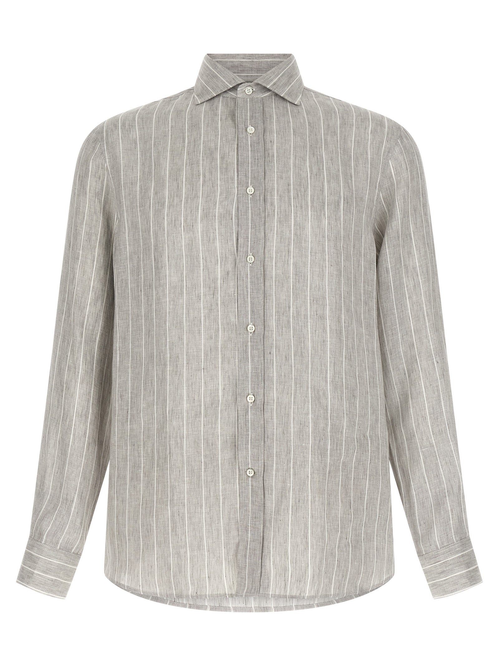 Brunello Cucinelli Gray Linen Men's Blouse