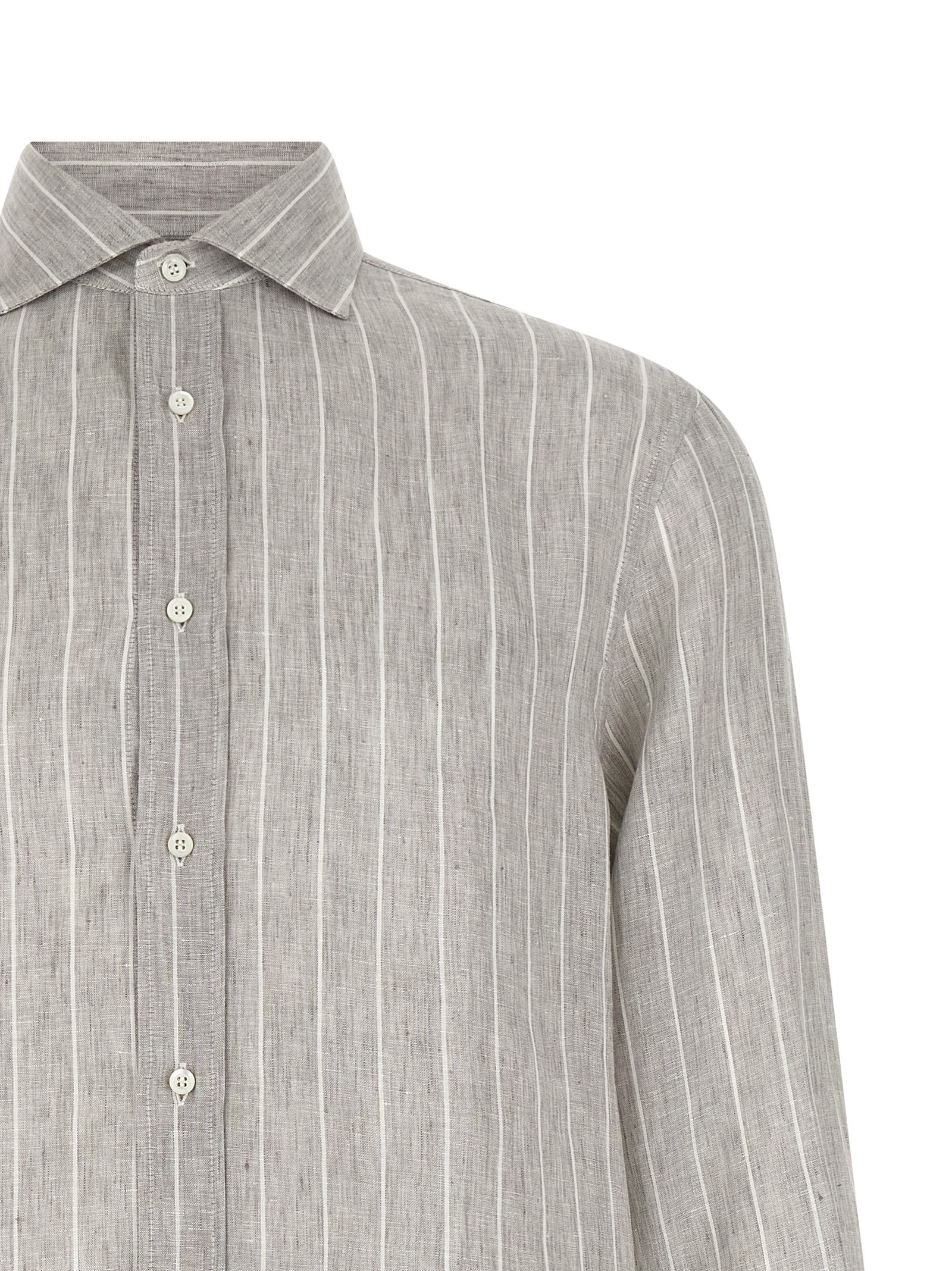 Brunello Cucinelli Gray Linen Men's Blouse