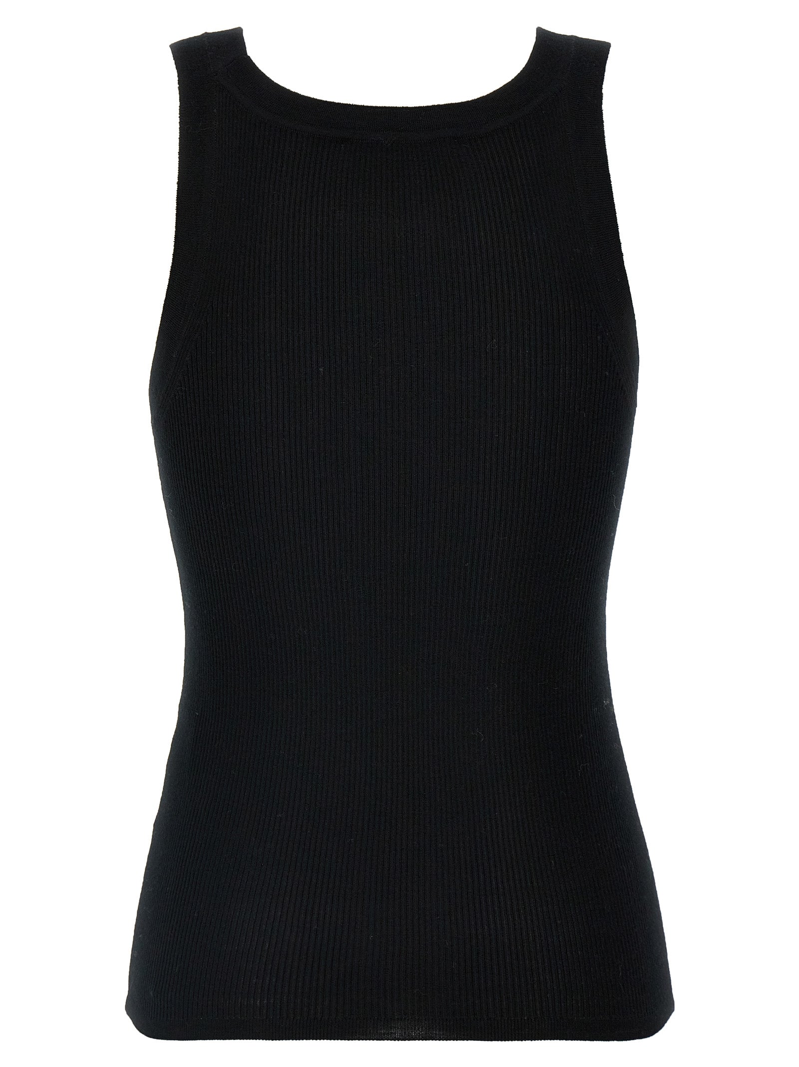 Max Mara Black Virgin Wool Sleeveles Women's T-Shirt
