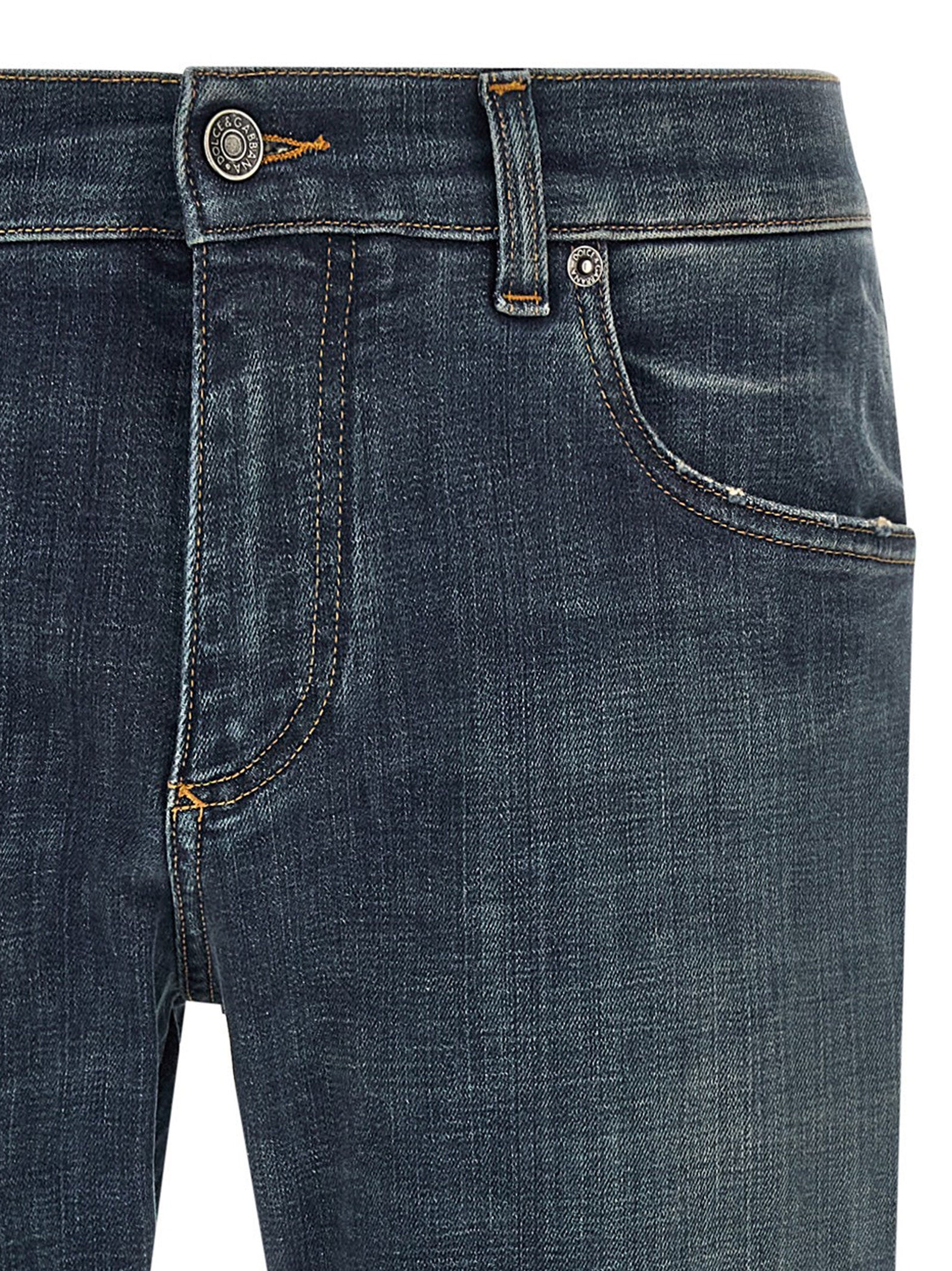 Dolce & Gabbana Blue Cotton Straight-Leg Men's Jeans