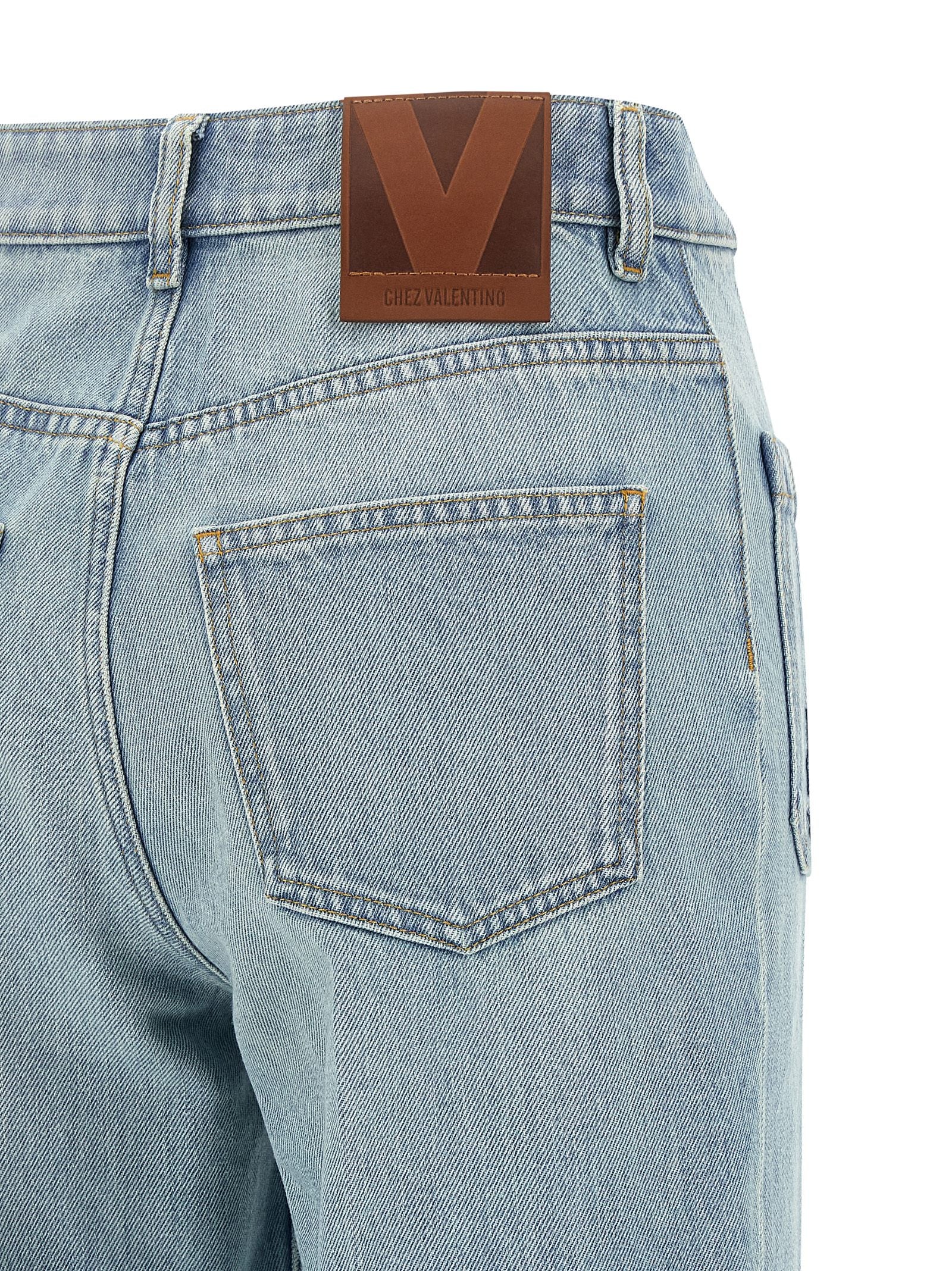 Valentino Garavani Blue Cotton High-Waisted Women's Jean