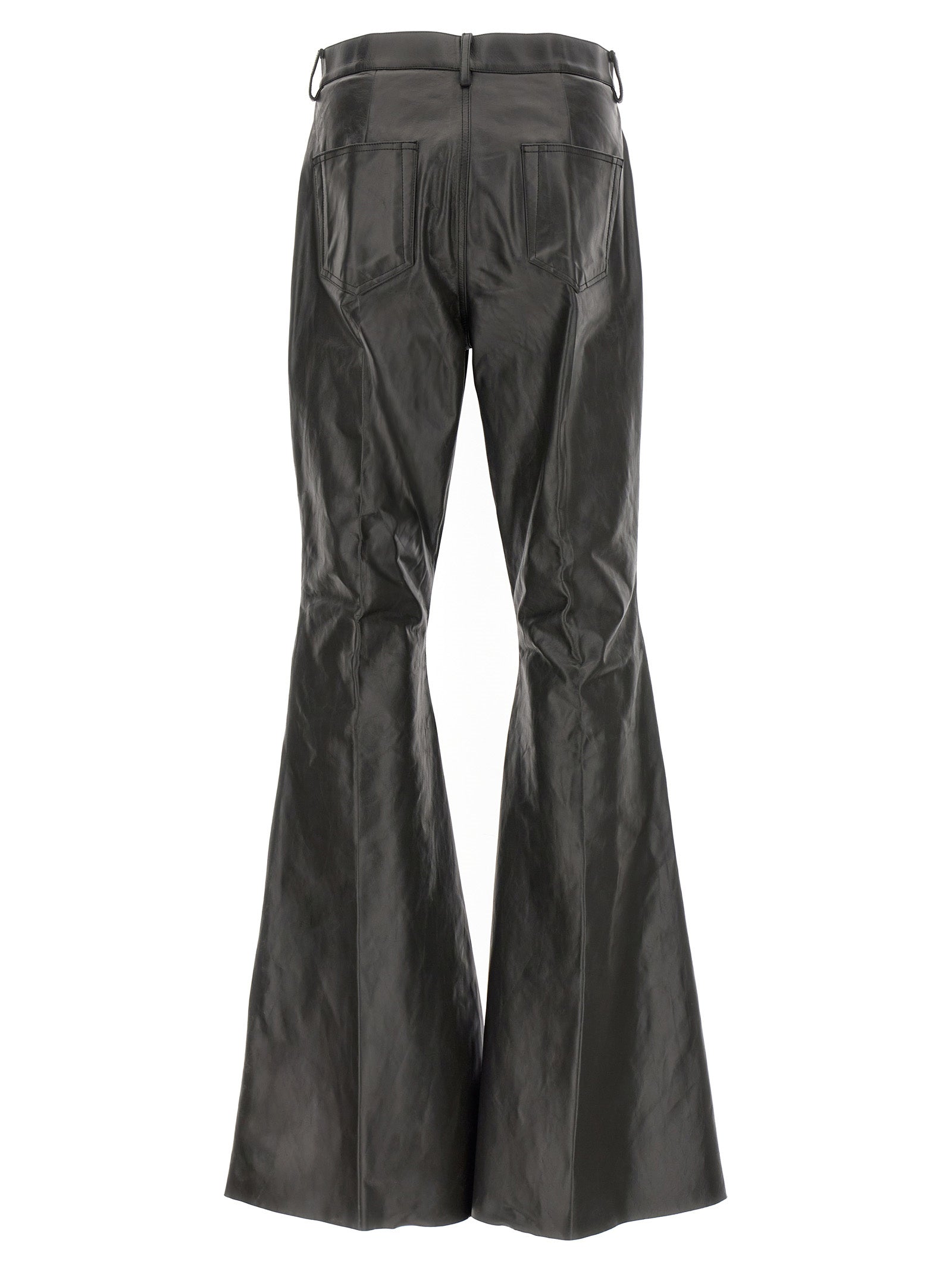 Rick Owens Black Calfskin Flared Men's Pants