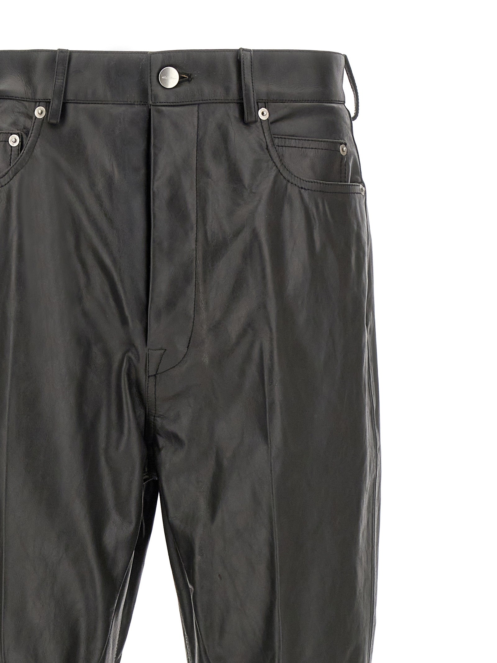 Rick Owens Black Calfskin Flared Men's Pants