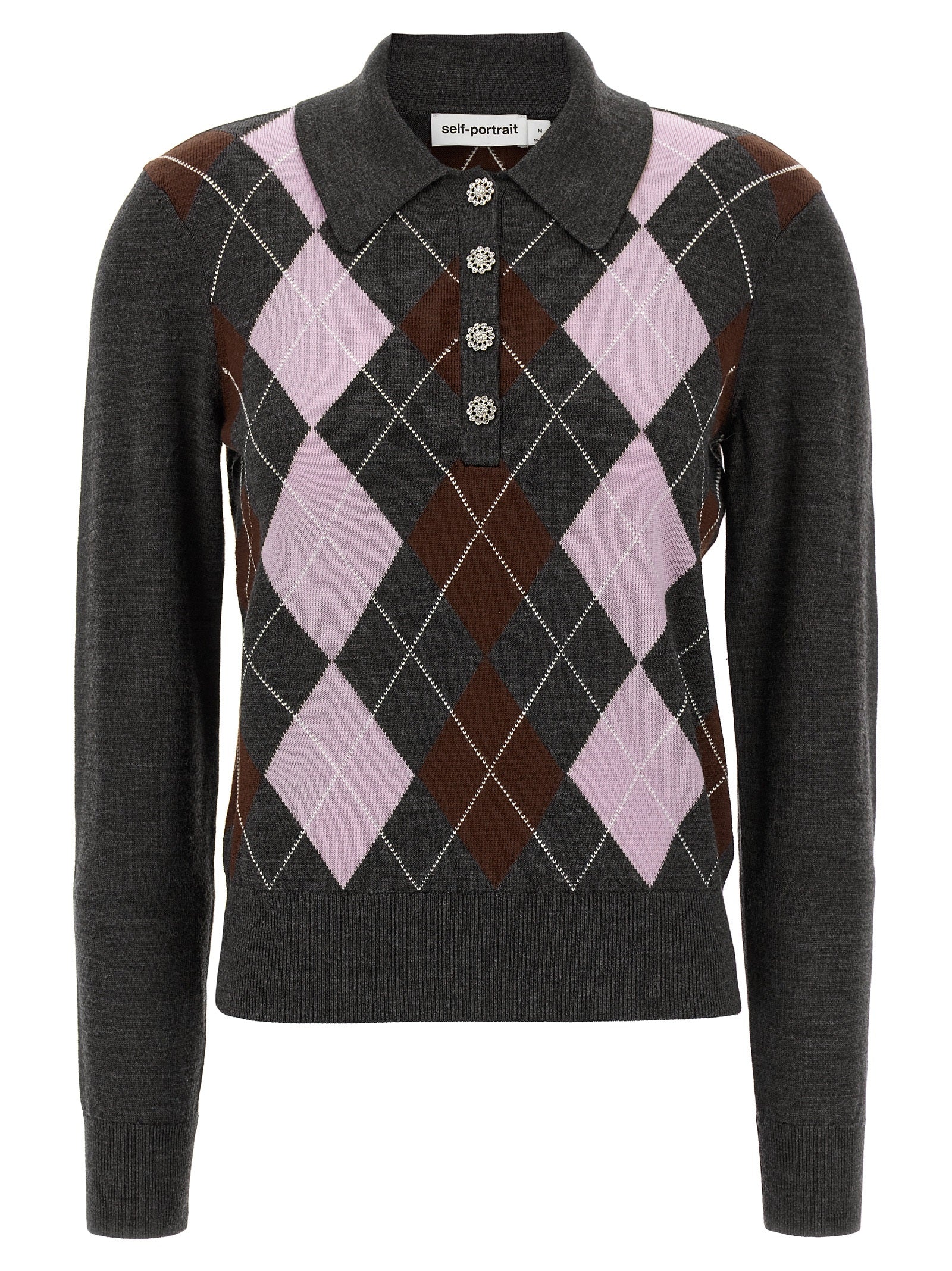 Self-Portrait Gray Wool Women's Cardigan