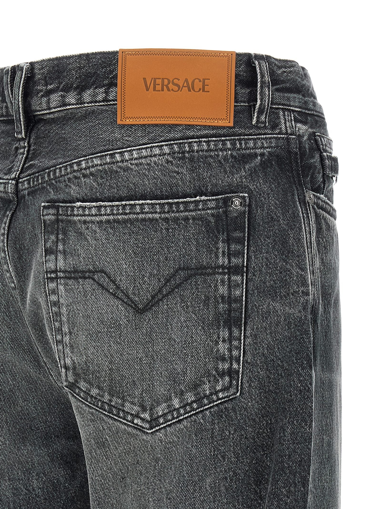 Versace Gray Cotton Straight-Leg Men's Jeans