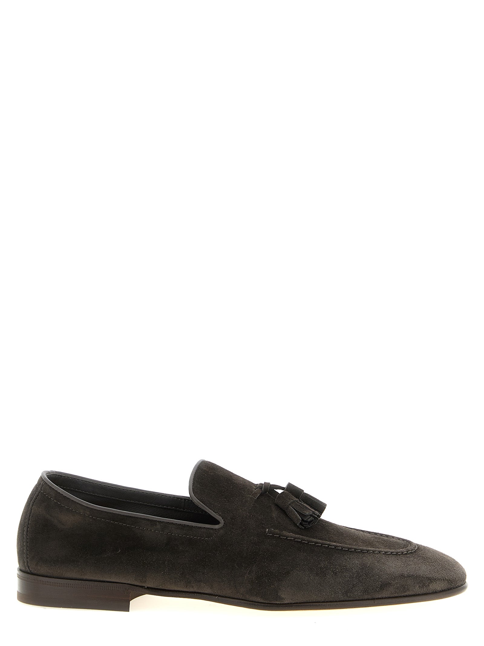 Brunello Cucinelli Gray Calfskin Slip-On Men's Loafers