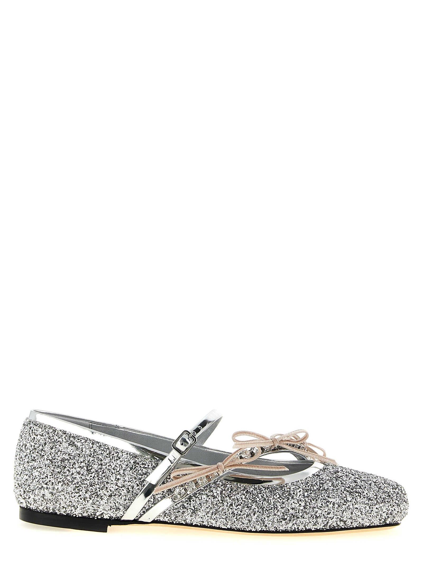 Jimmy Choo Silver Tencel Ballet Women's Flats