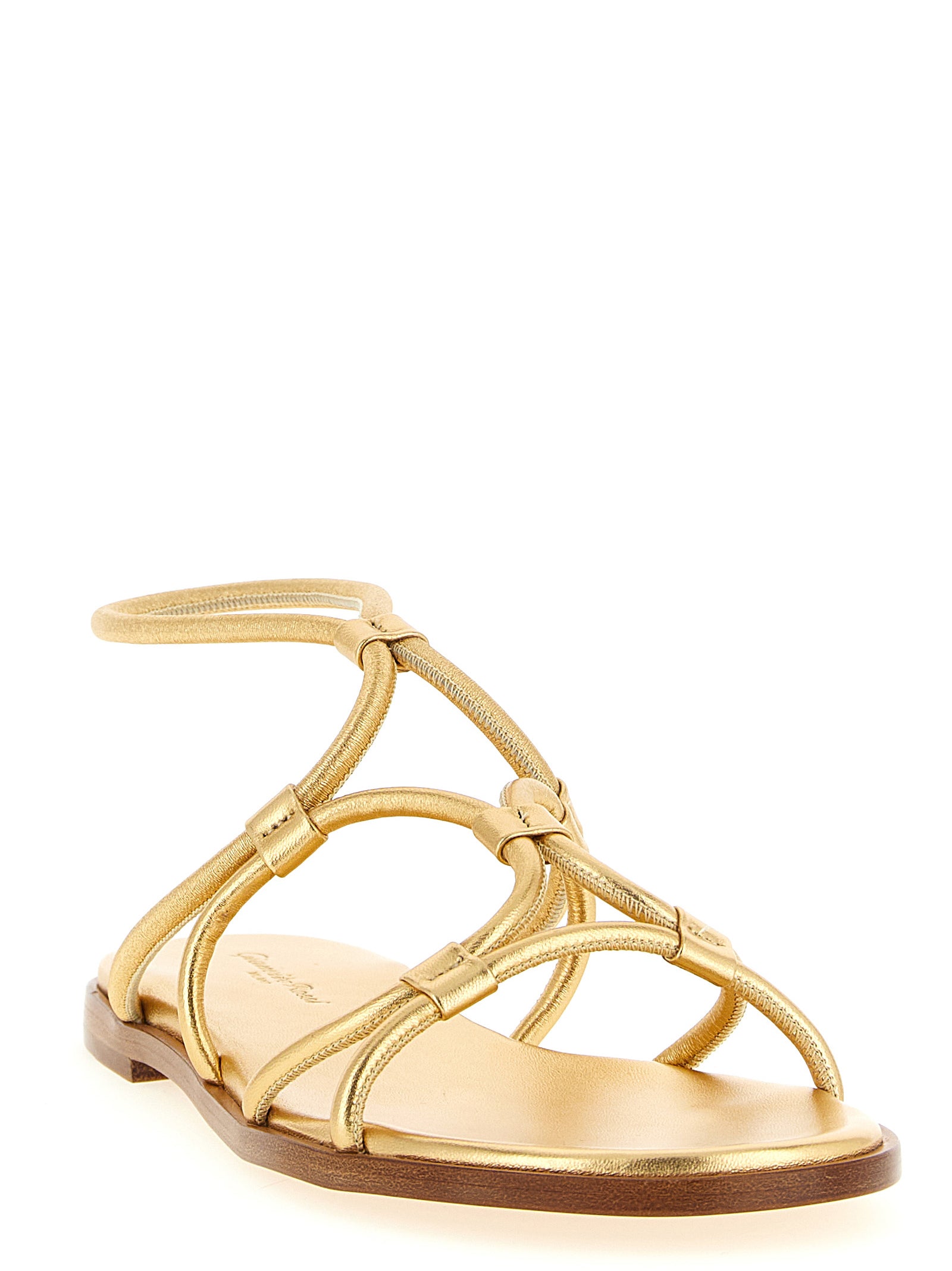 Gianvito Rossi Gold Lamb Leather Flat Women's Sandals