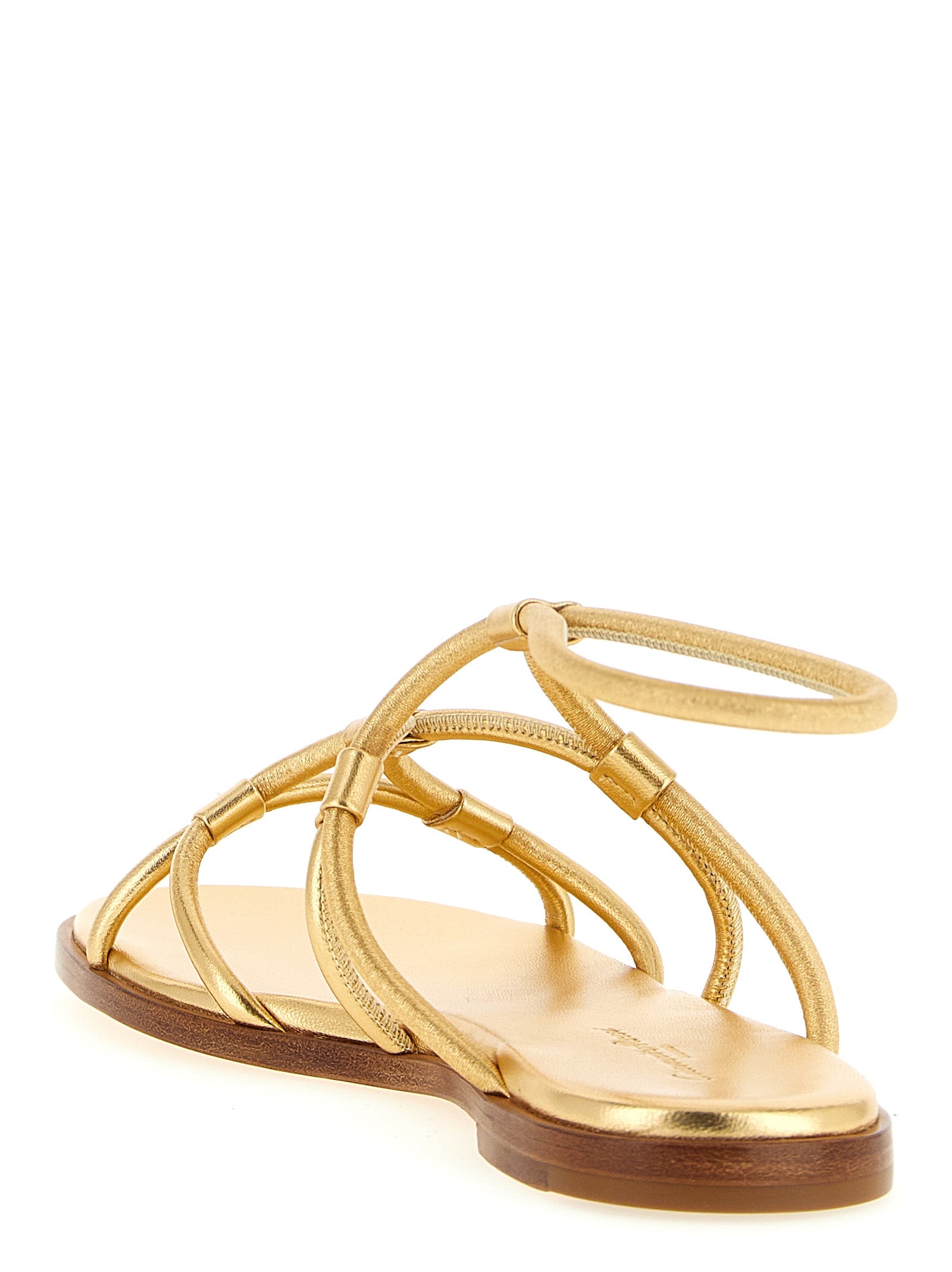 Gianvito Rossi Gold Lamb Leather Flat Women's Sandals
