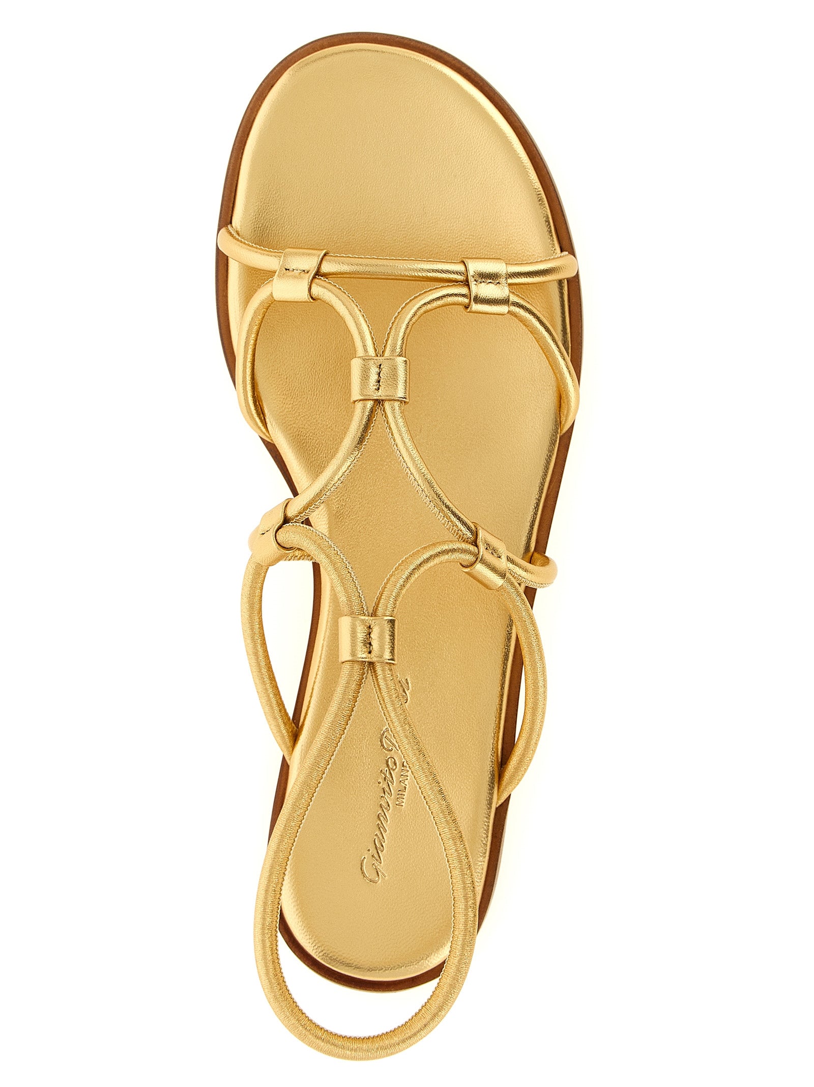 Gianvito Rossi Gold Lamb Leather Flat Women's Sandals