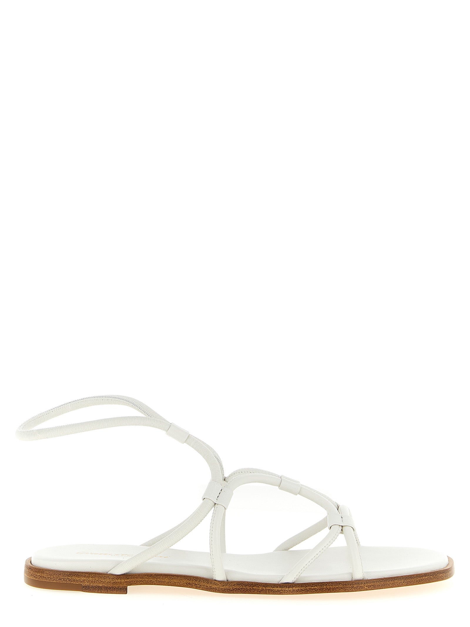 Gianvito Rossi White Lamb Leather Flat Women's Sandals