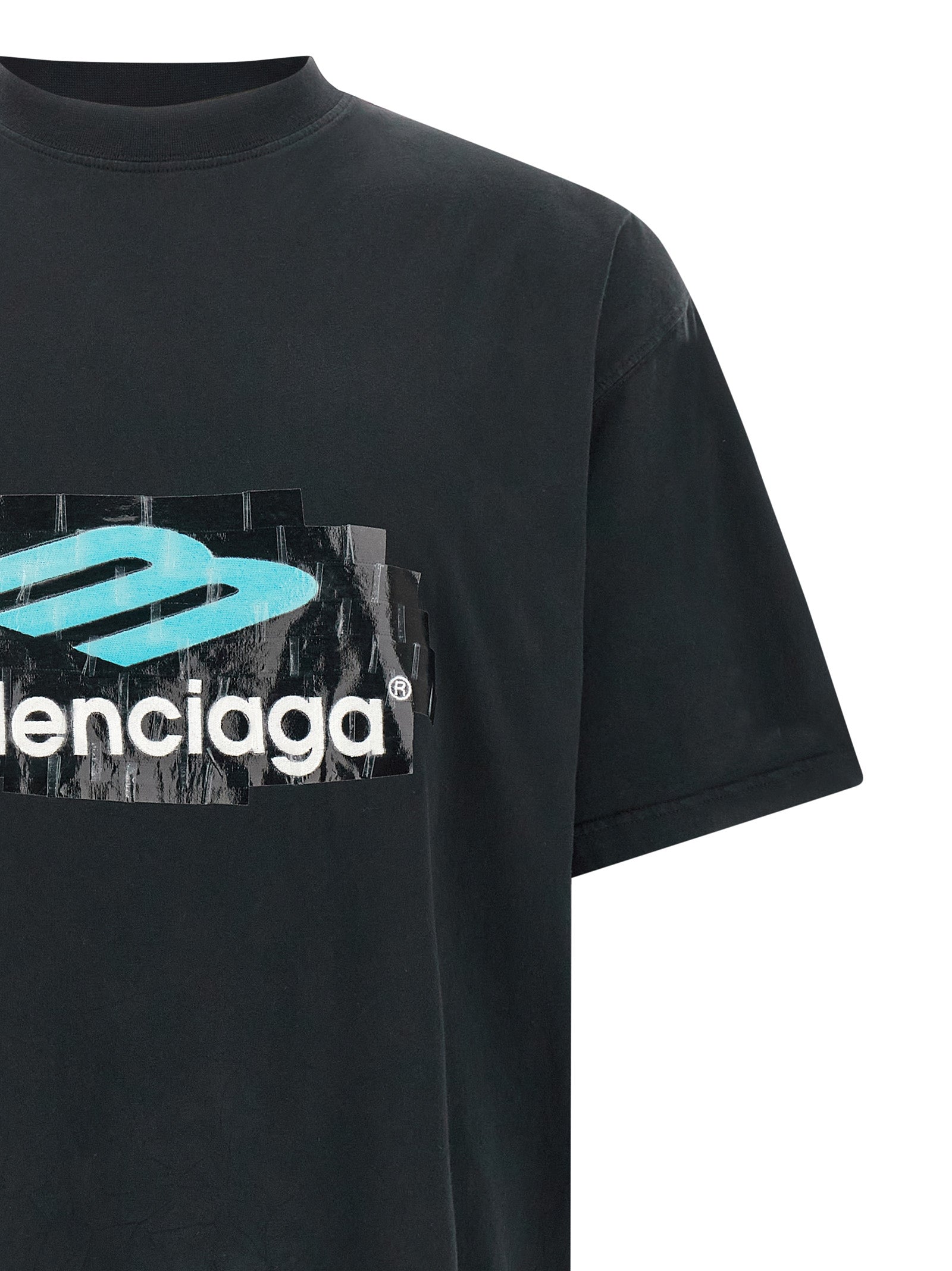 Balenciaga Black Cotton Men's T-Shirt
