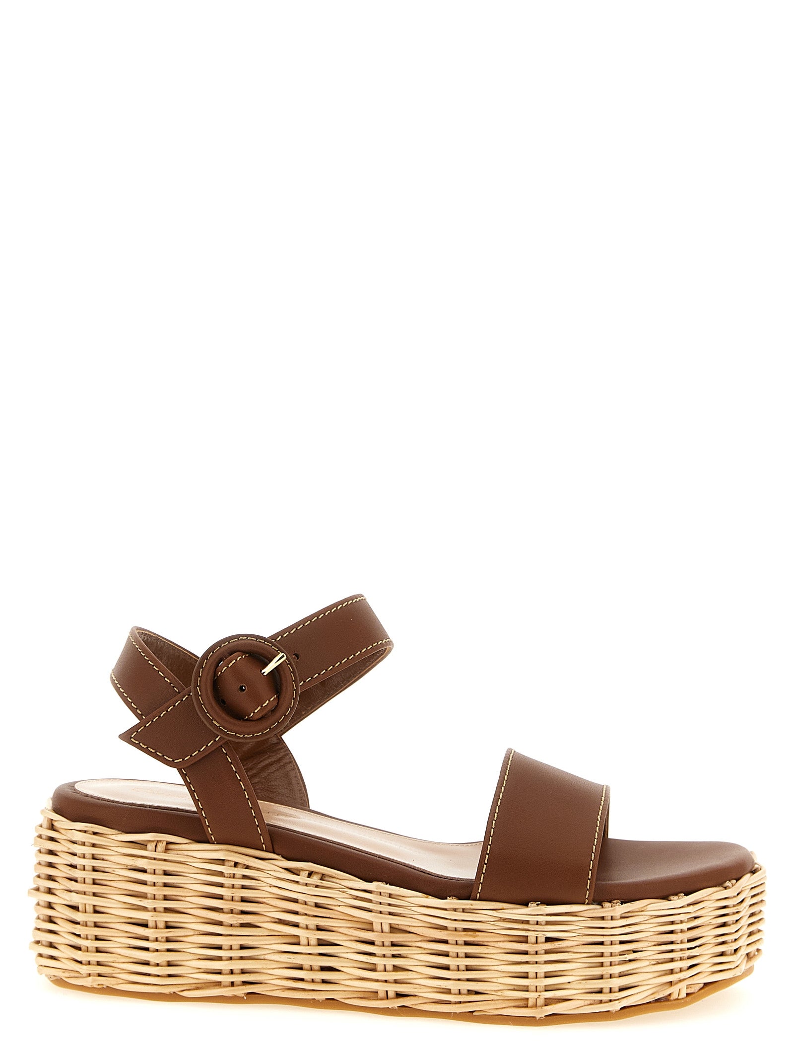 Gianvito Rossi Brown Calfskin Wedge Women's Sandals