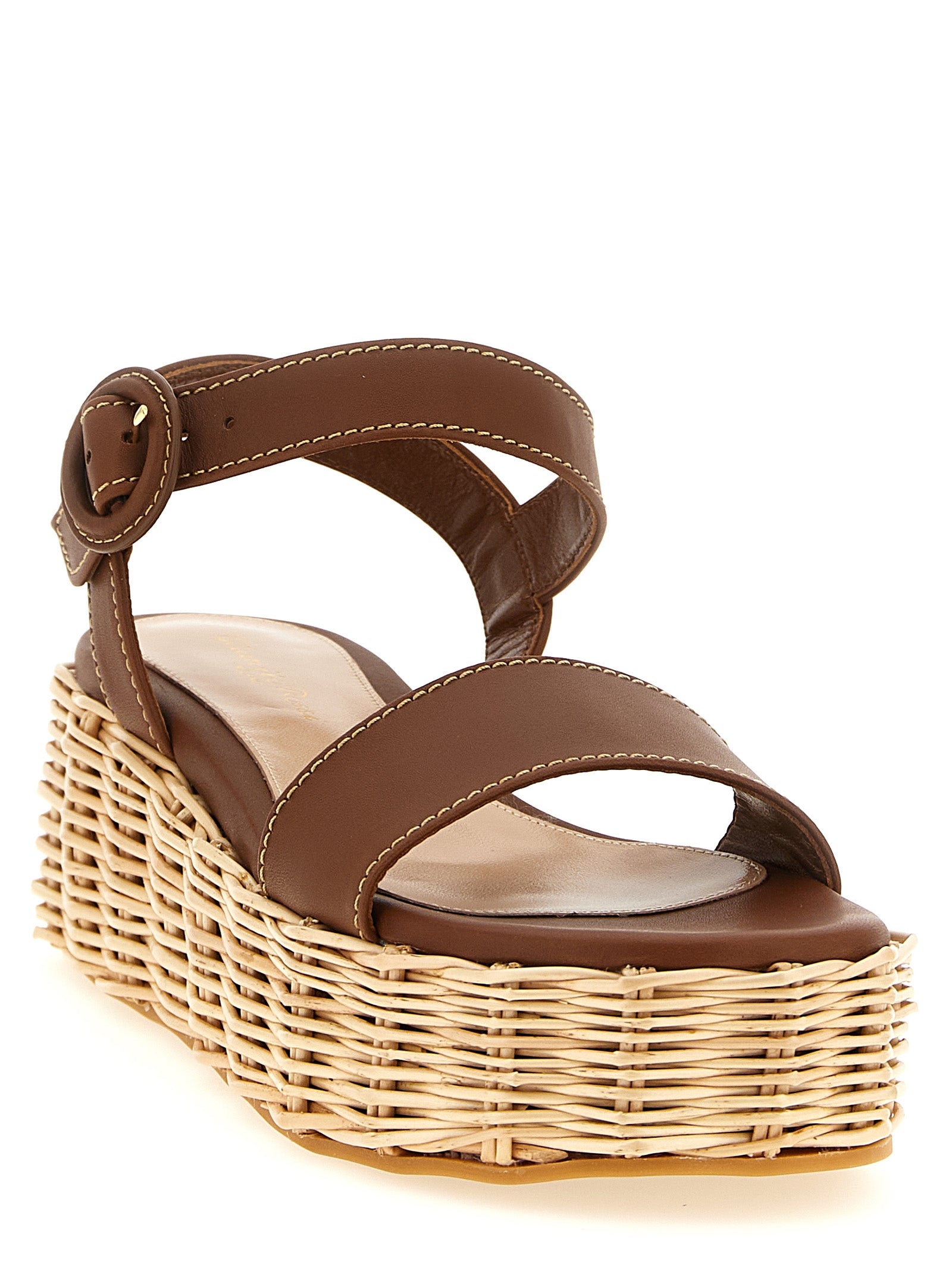 Gianvito Rossi Brown Calfskin Wedge Women's Sandals