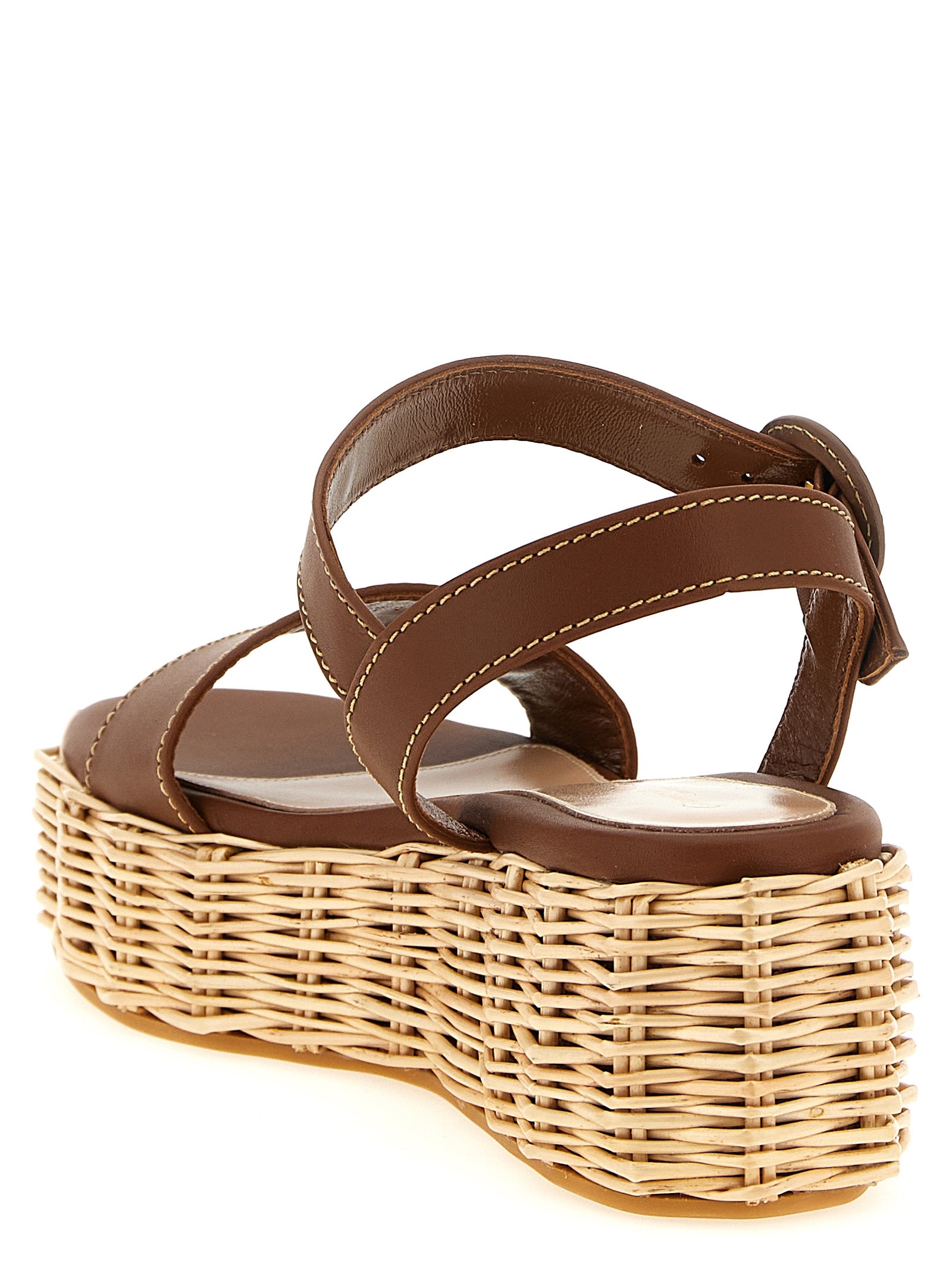 Gianvito Rossi Brown Calfskin Wedge Women's Sandals